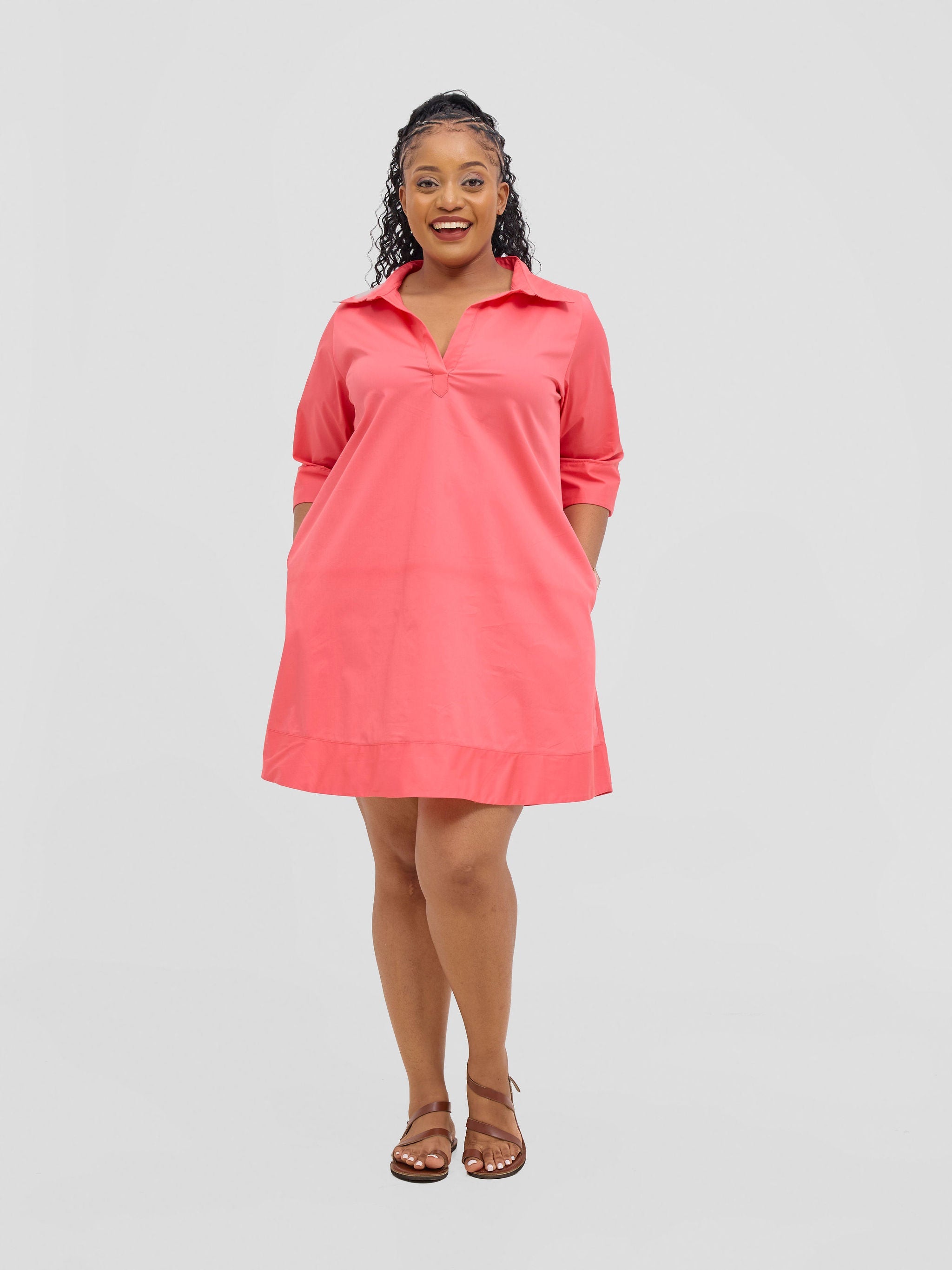 Safari Mansi Wide Hem Tent Dress - Coral