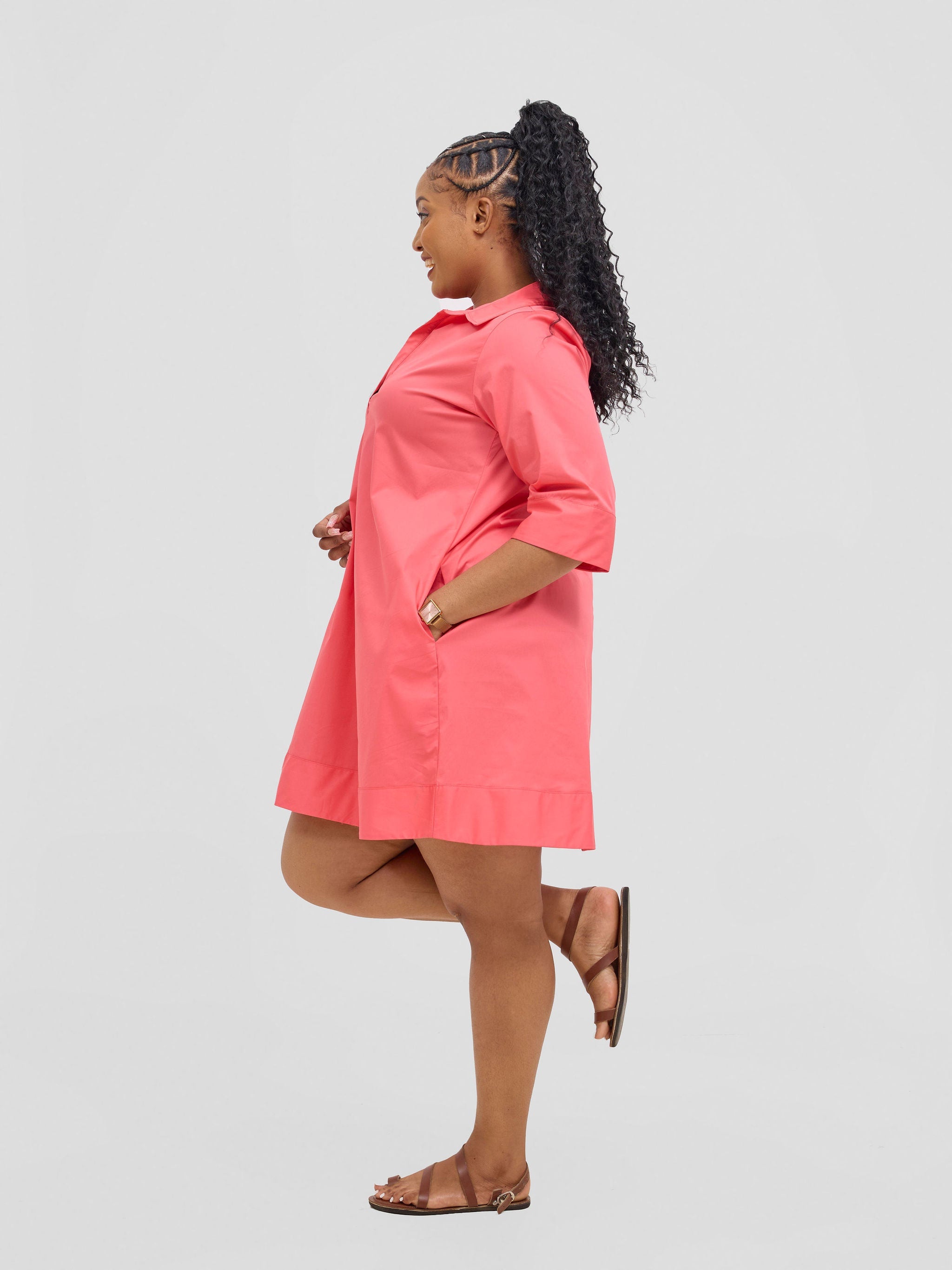 Safari Mansi Wide Hem Tent Dress - Coral