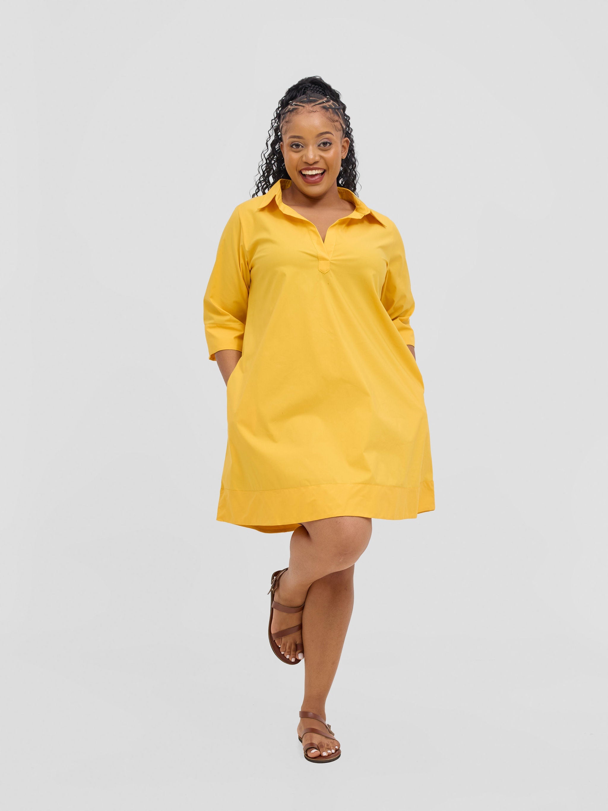 Safari Mansi Wide Hem Tent Dress - Mustard