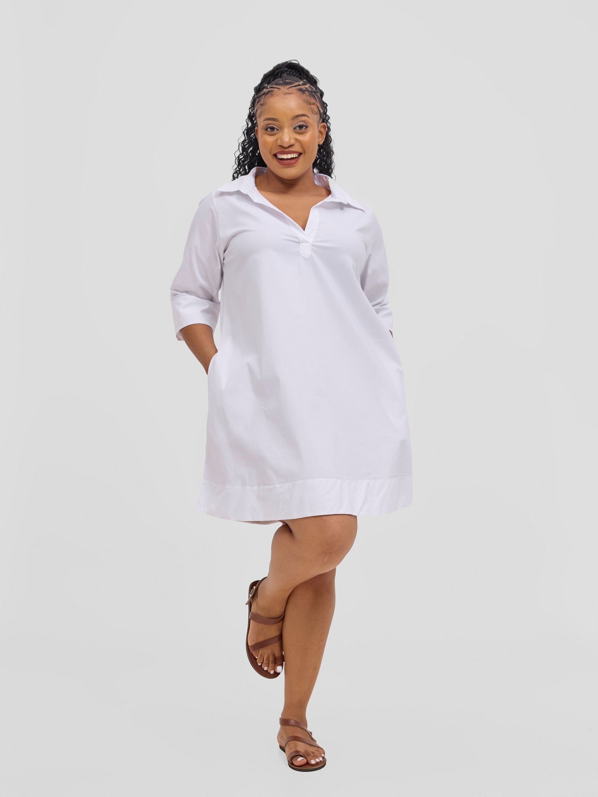 Safari Mansi Wide Hem Tent Dress - White