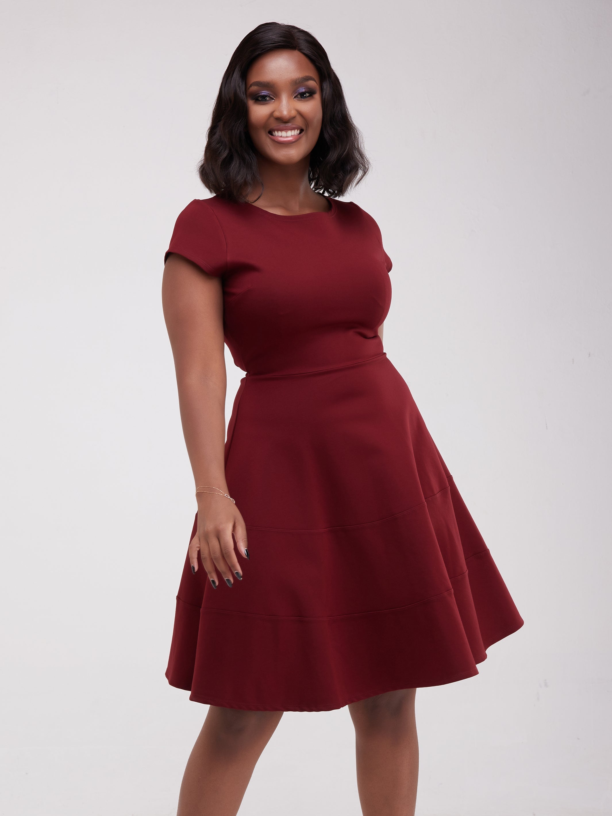 Vivo Waridi A-Line Dress - Maroon