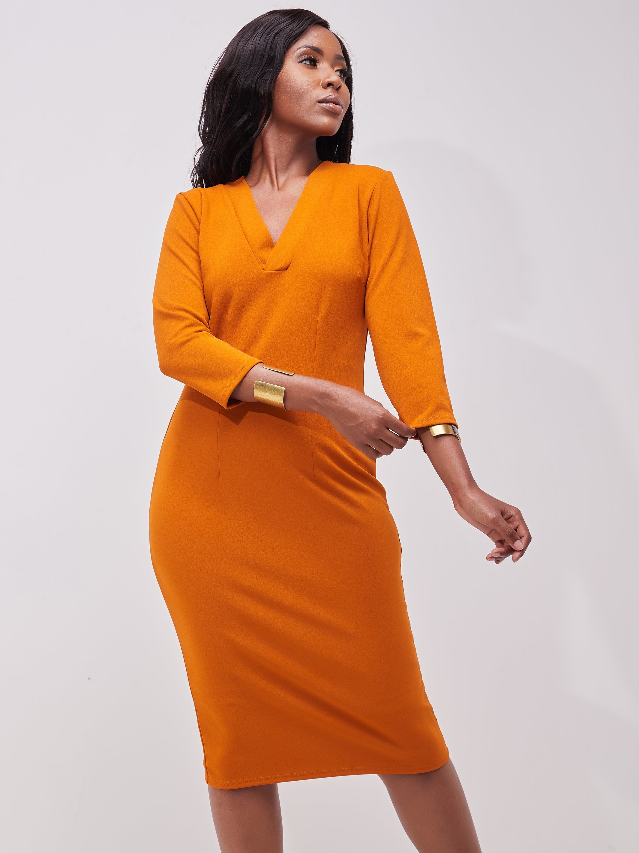 Vivo J.O V-Neck Sheath Dress - Light Mustard