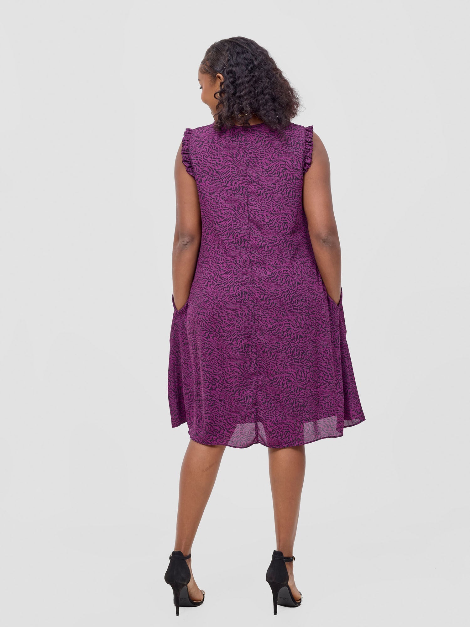 Vivo Ava Tent Knee Length Dress - Purple / Black Savi Print