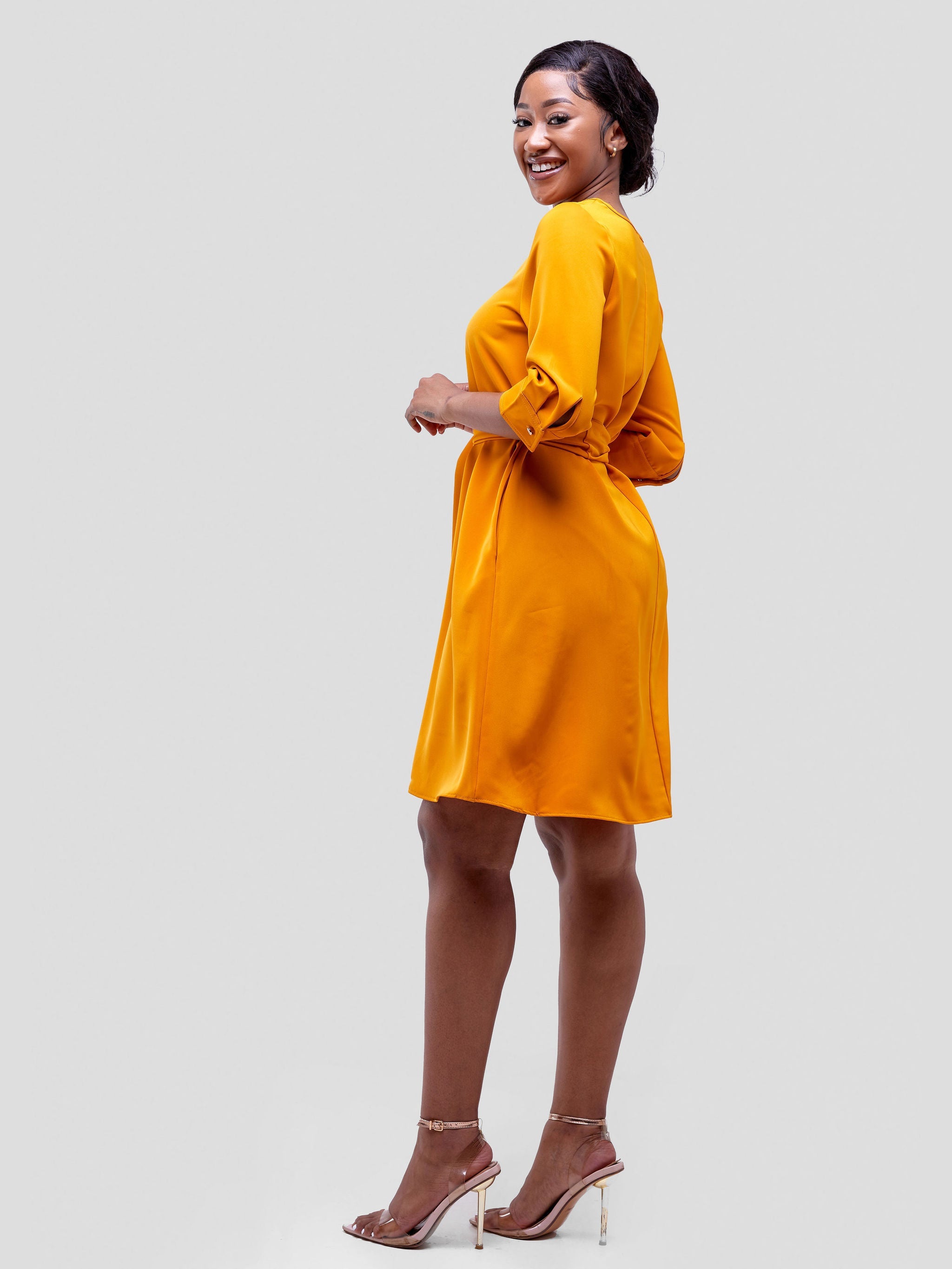 Vivo Tatili 3/4 Sleeve Tent Dress - Mustard