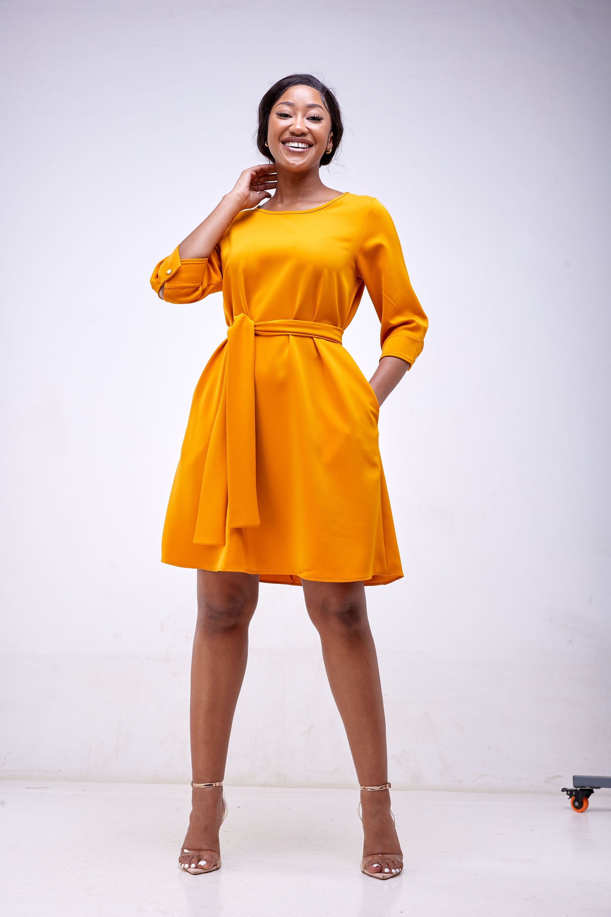 Vivo Tatili 3/4 Sleeve Tent Dress - Mustard