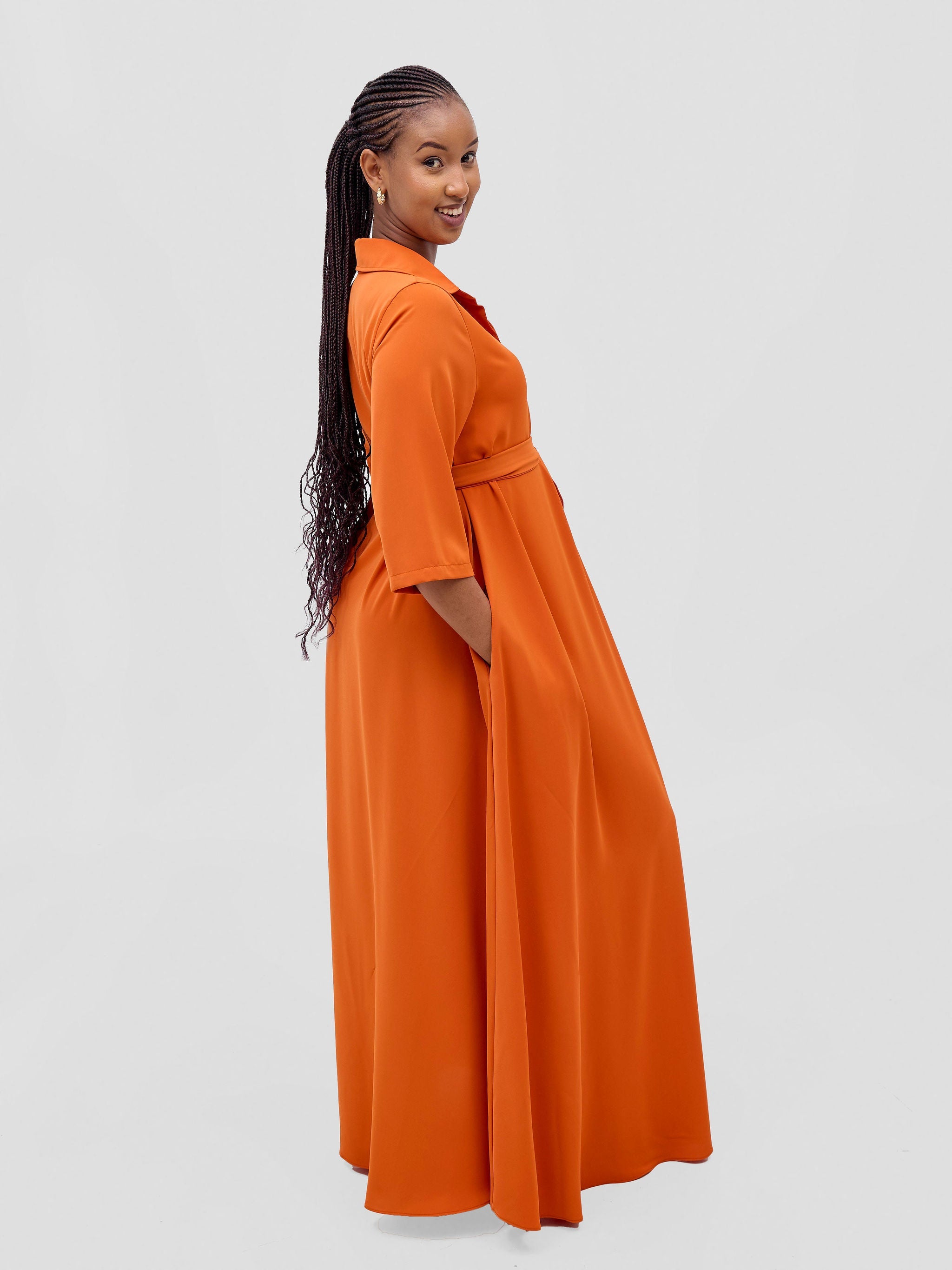 Vivo Yumi Maxi Shirt Dress - Orange