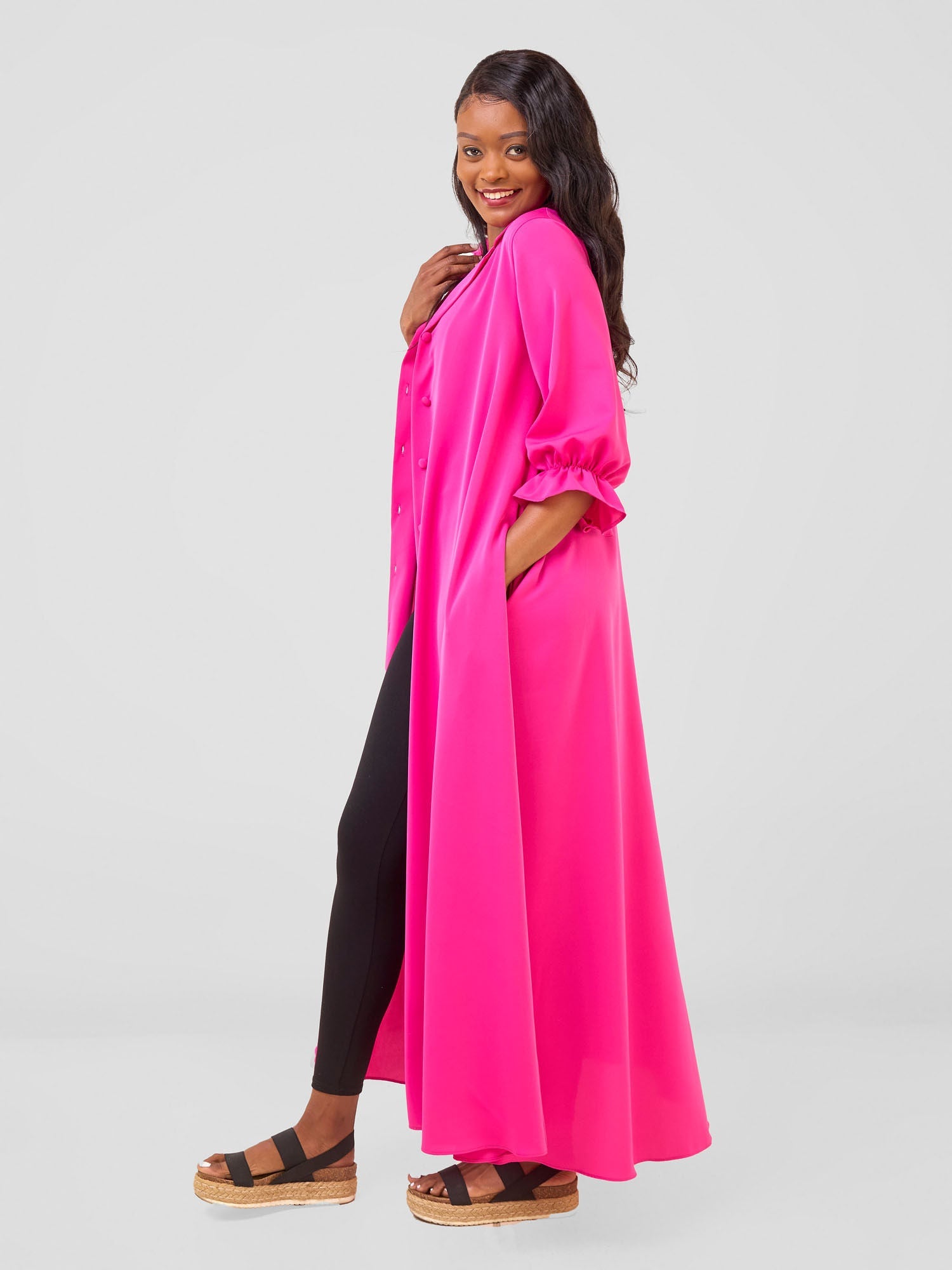 Vivo Hadiya Flounce Sleeve Maxi - Pink