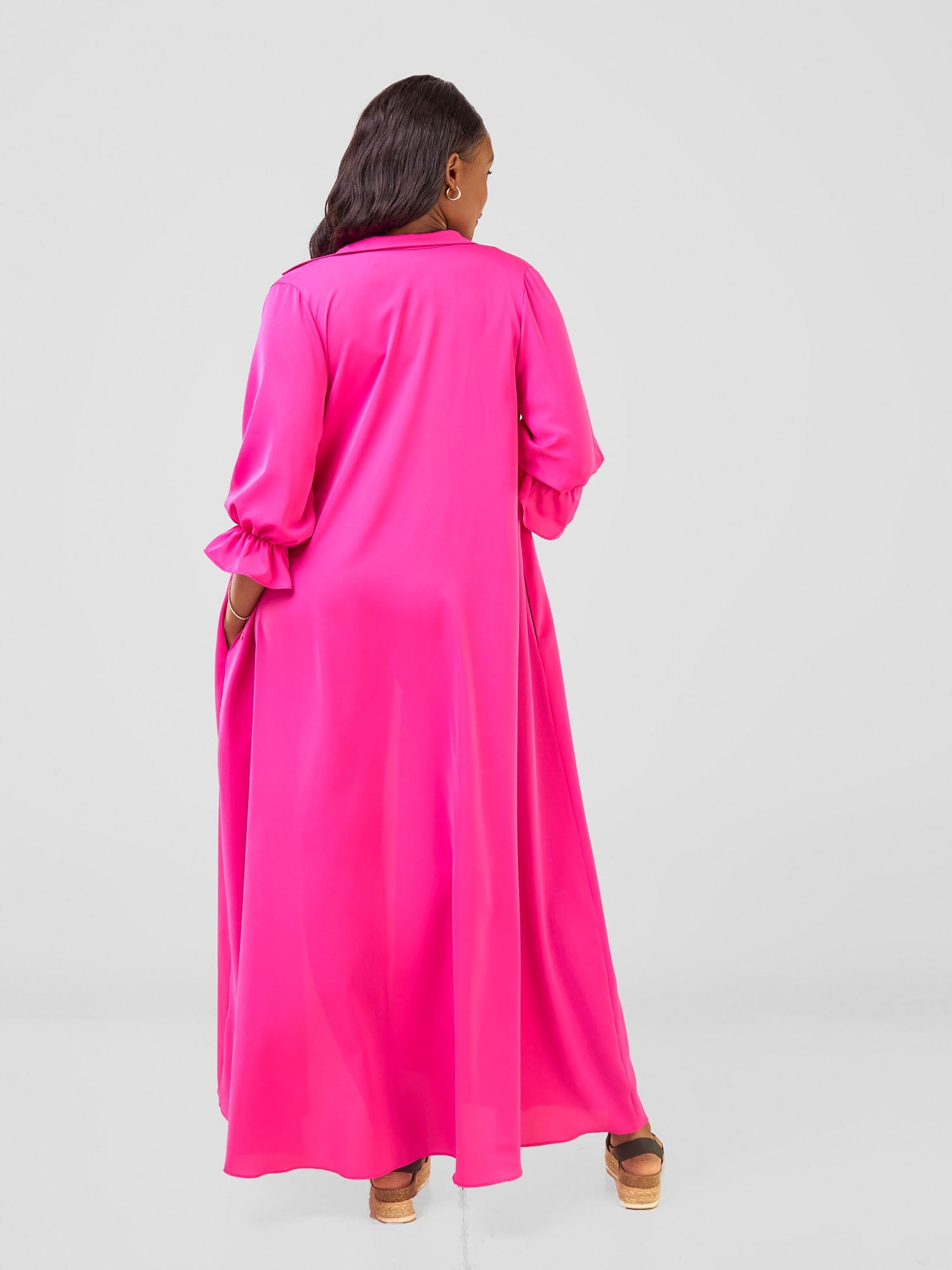 Vivo Hadiya Flounce Sleeve Maxi - Pink