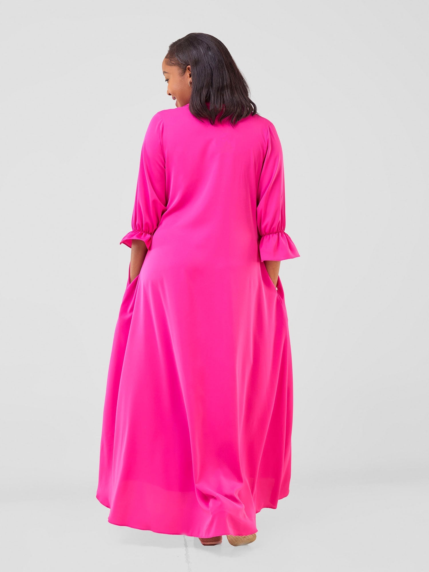 Vivo Hadiya Flounce Sleeve Maxi - Pink