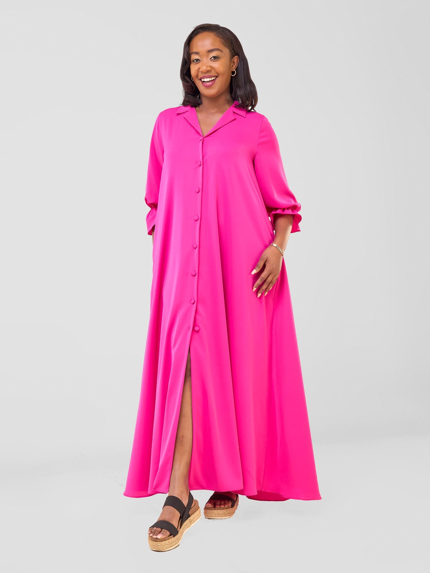 Vivo Hadiya Flounce Sleeve Maxi - Pink