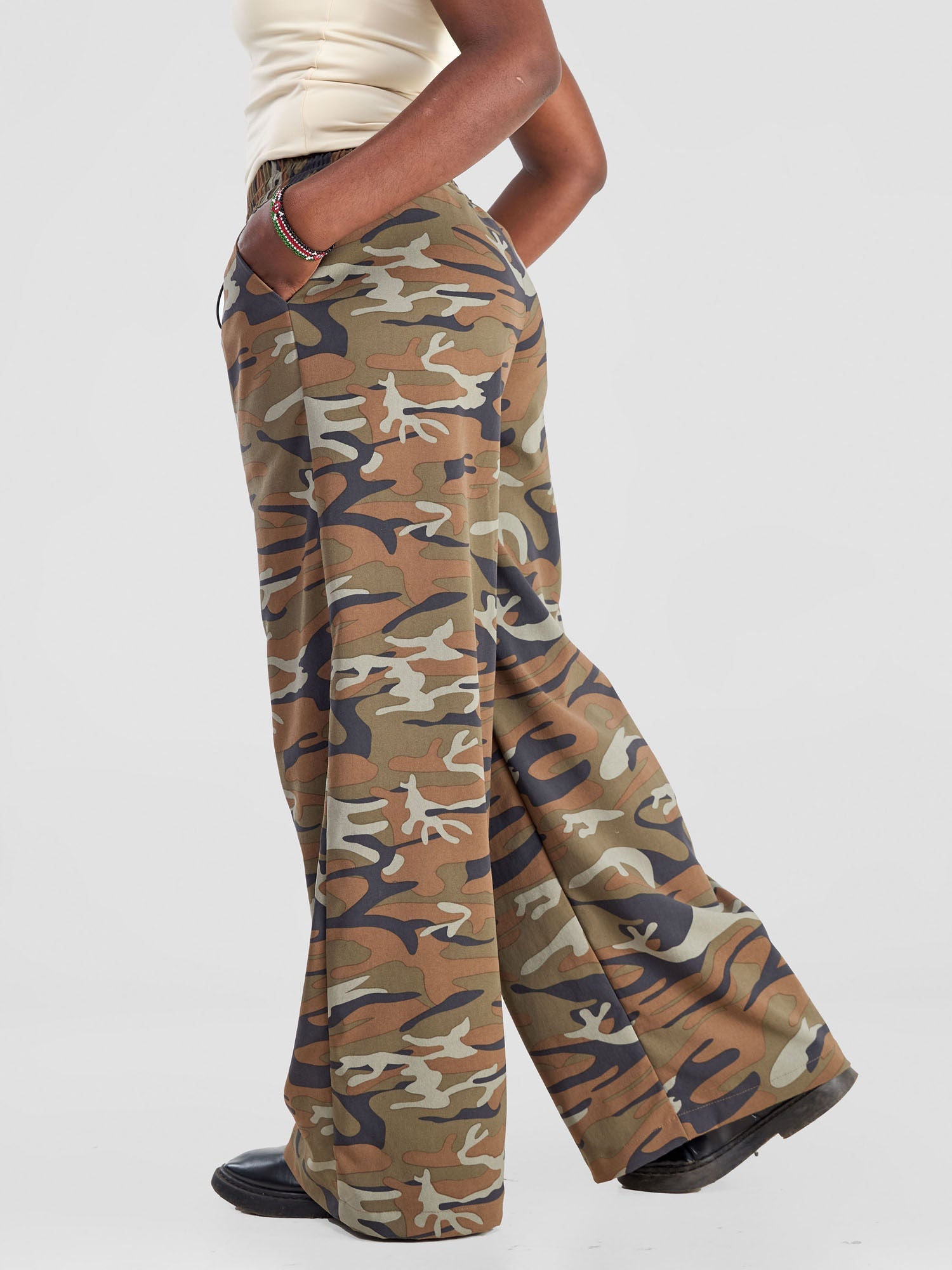 Zoya Yuni Wide Leg Pants - Camo Brown