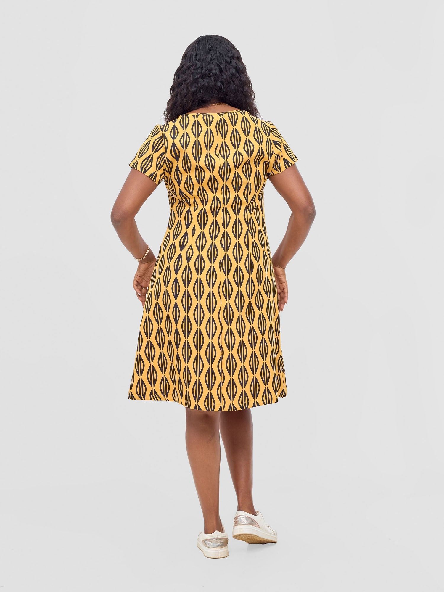 Vivo Mandla Side Zipper Dress - Mustard / Black Anila Print