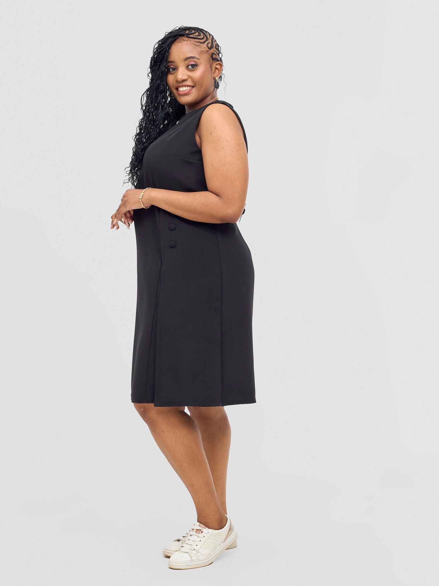 Vivo Mandla Side Flap A-Line Dress - Black