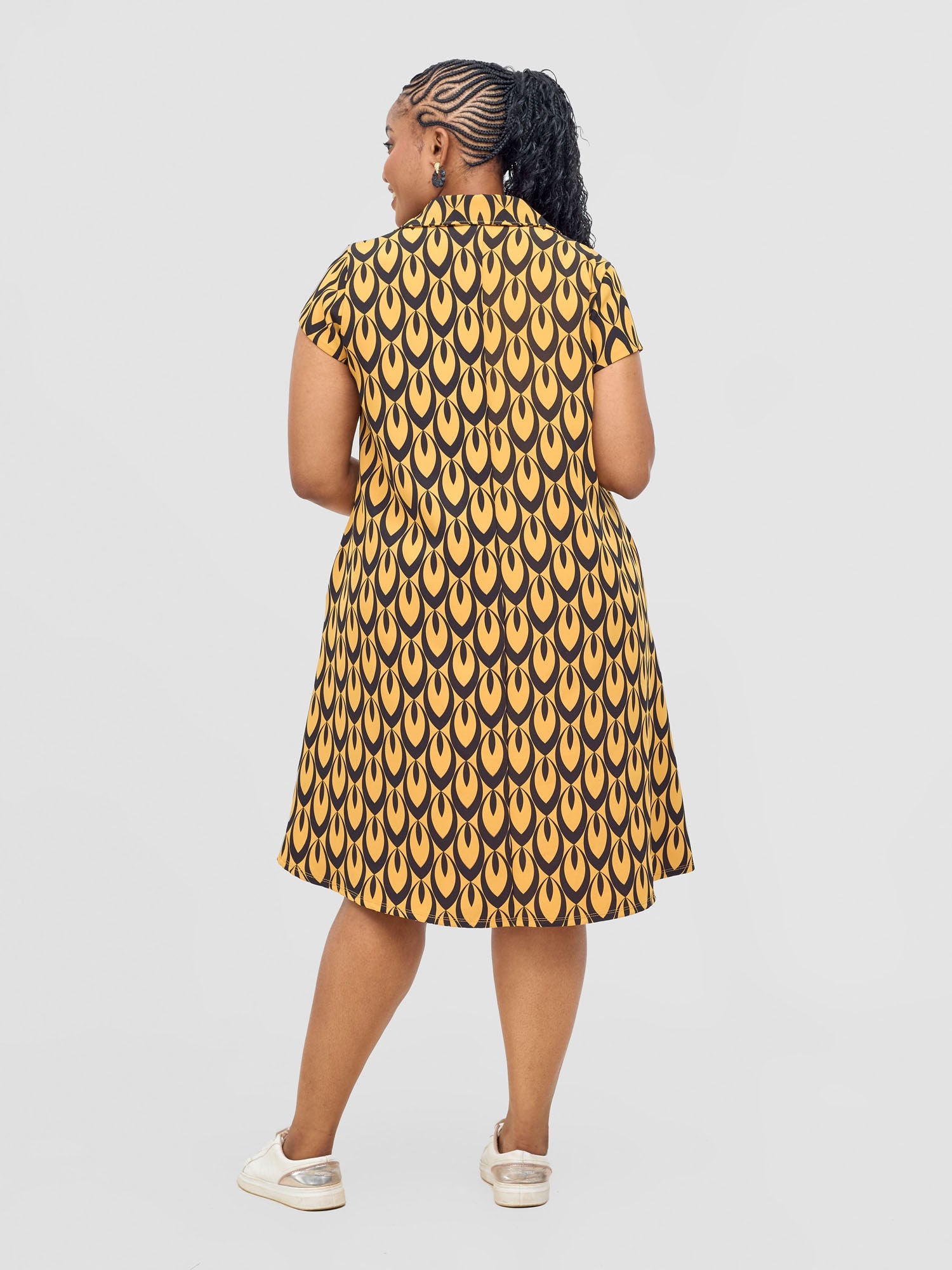 Vivo Mandla Tent Dress - Mustard / Black Manla Print