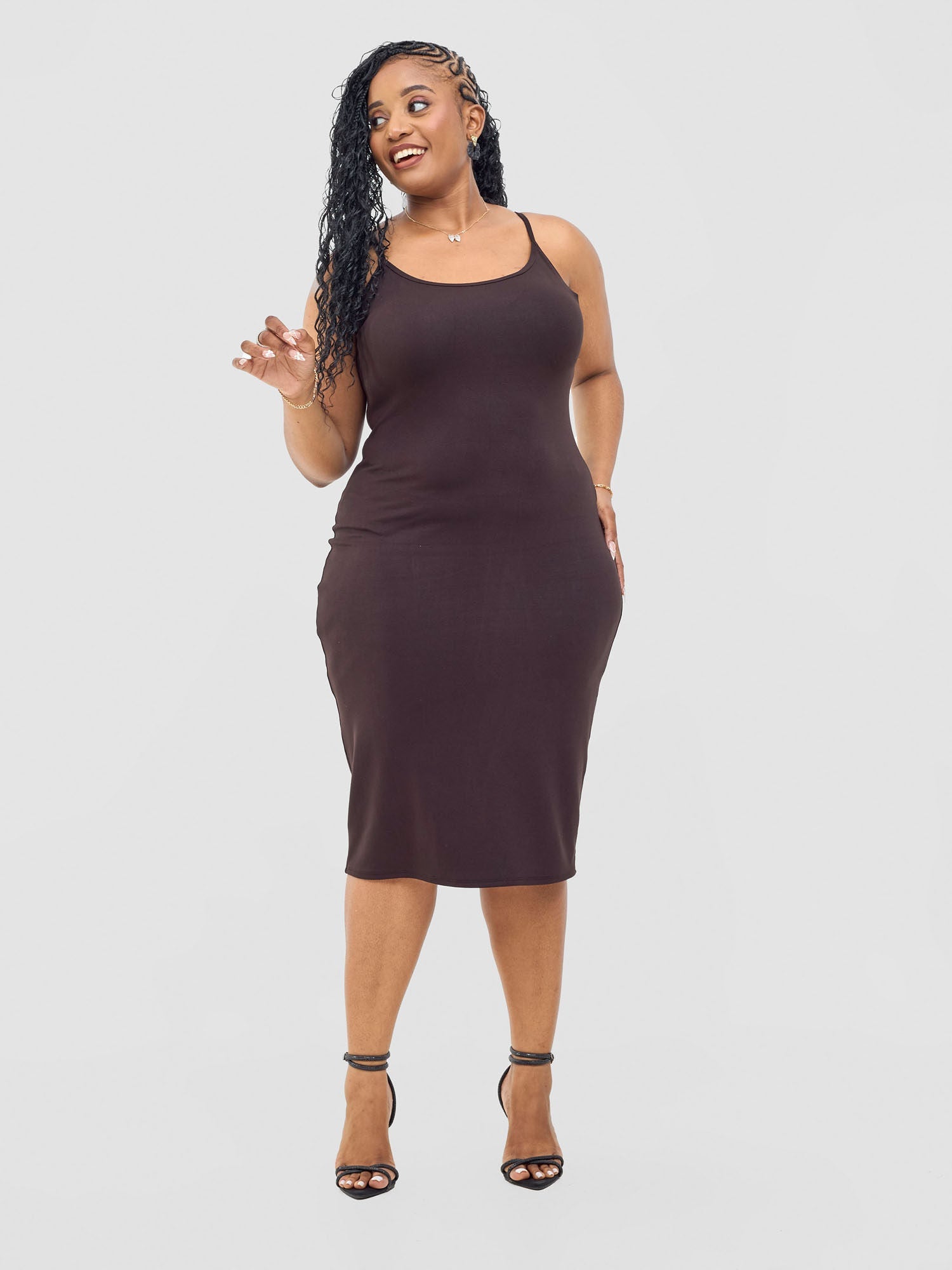 Vivo Val Strappy Bodycon Dress - Chocolate