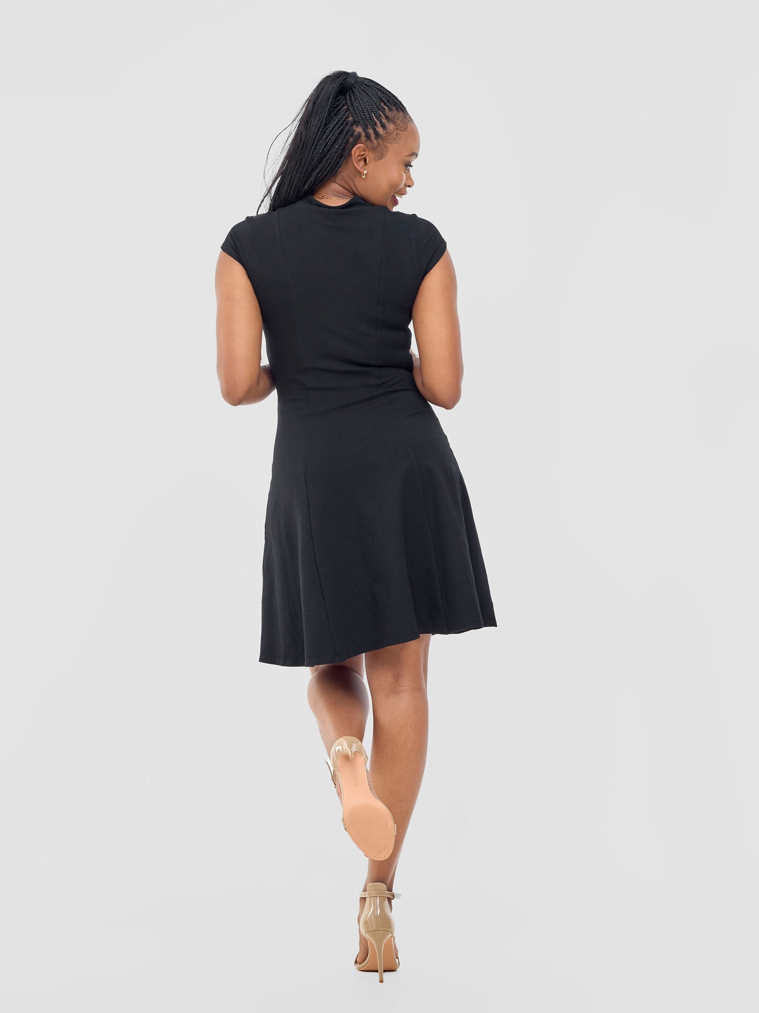 Vivo Mandla High Neck A-Line Dress - Black