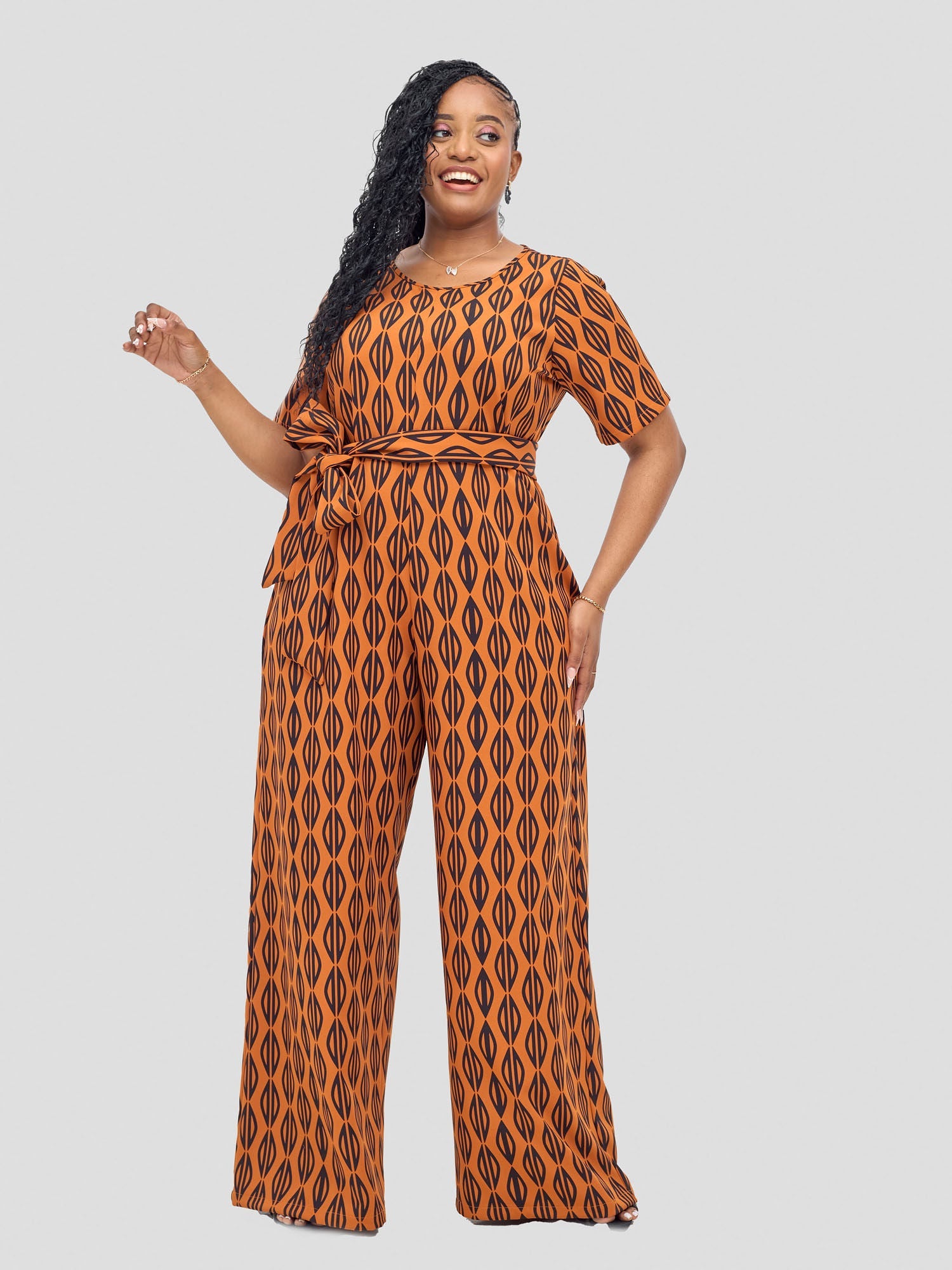 Vivo Mandla Jumpsuit - Rust / Black Anla Print