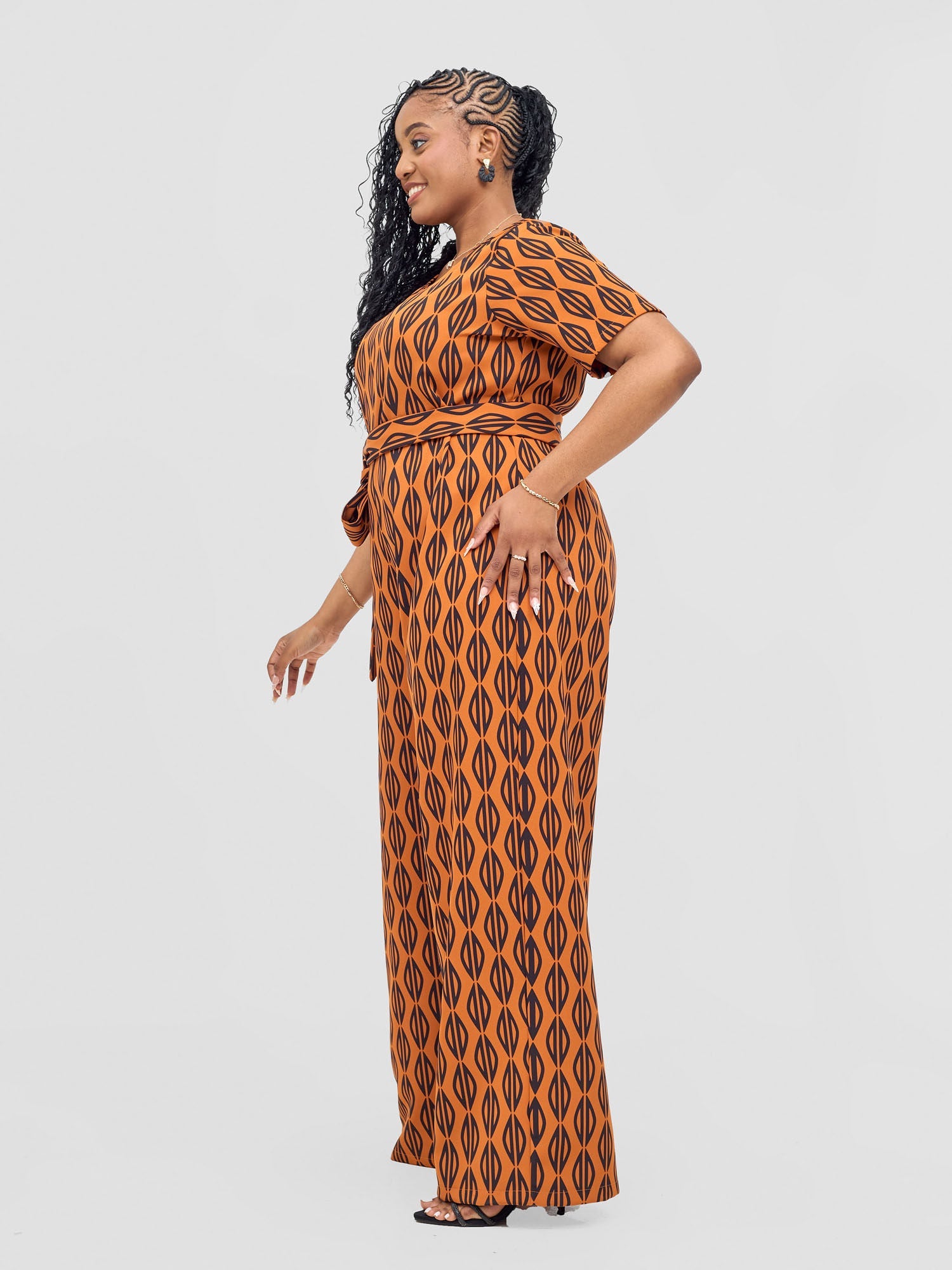 Vivo Mandla Jumpsuit - Rust / Black Anla Print