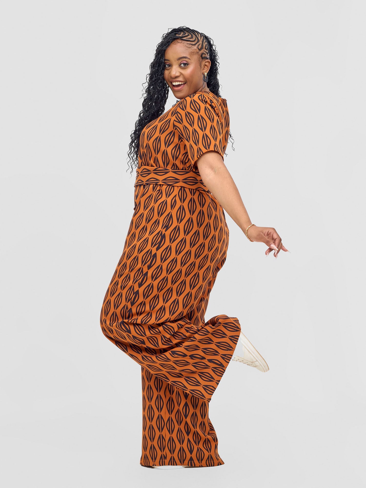 Vivo Mandla Jumpsuit - Rust / Black Anla Print