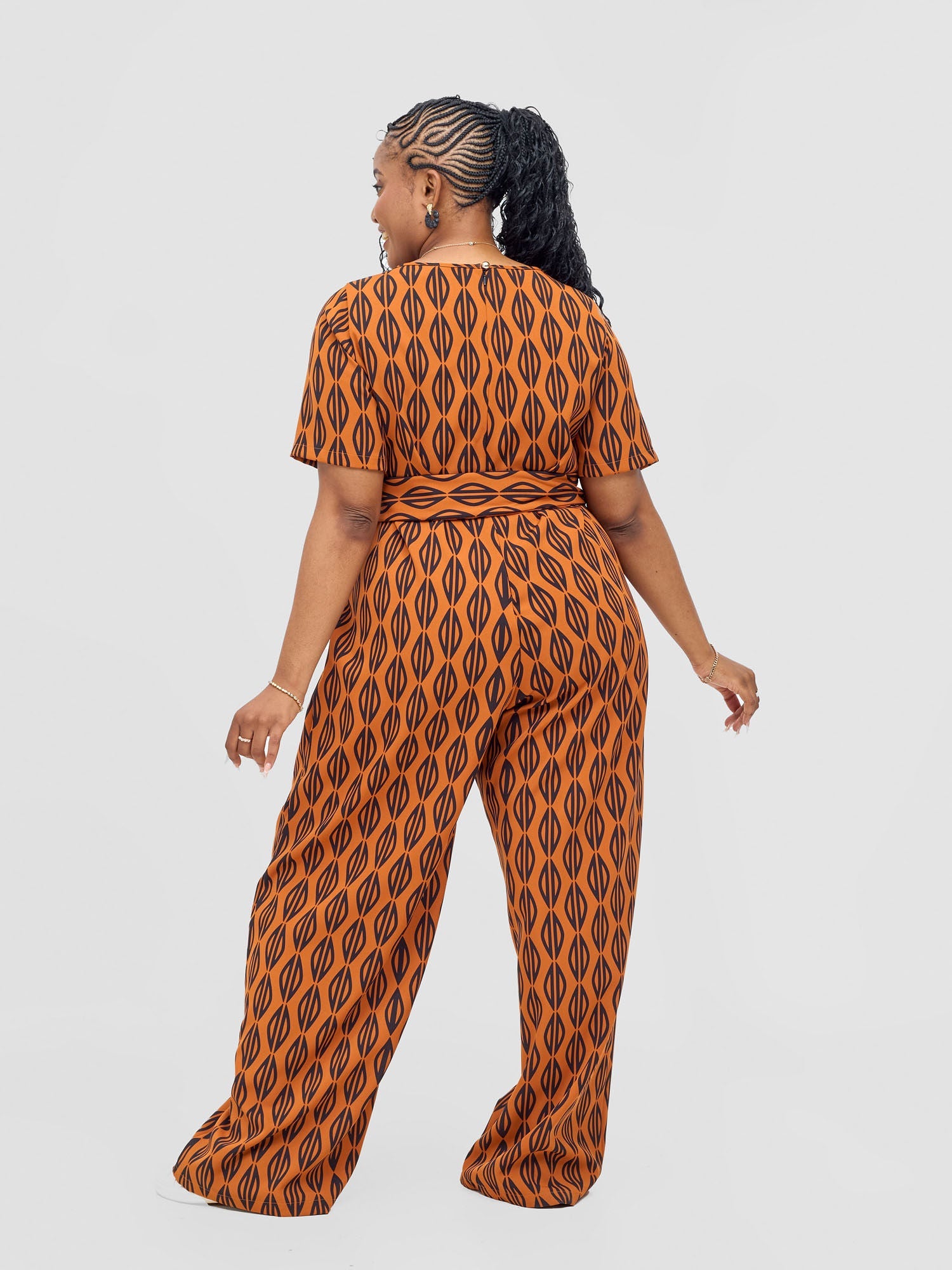 Vivo Mandla Jumpsuit - Rust / Black Anla Print