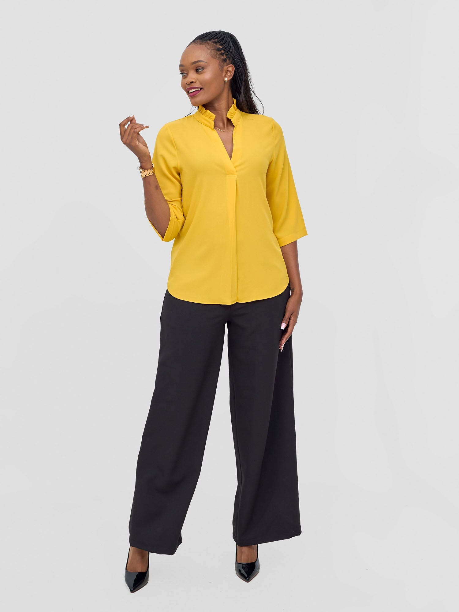 Vivo Saida 3/4 Sleeve Top - Mustard