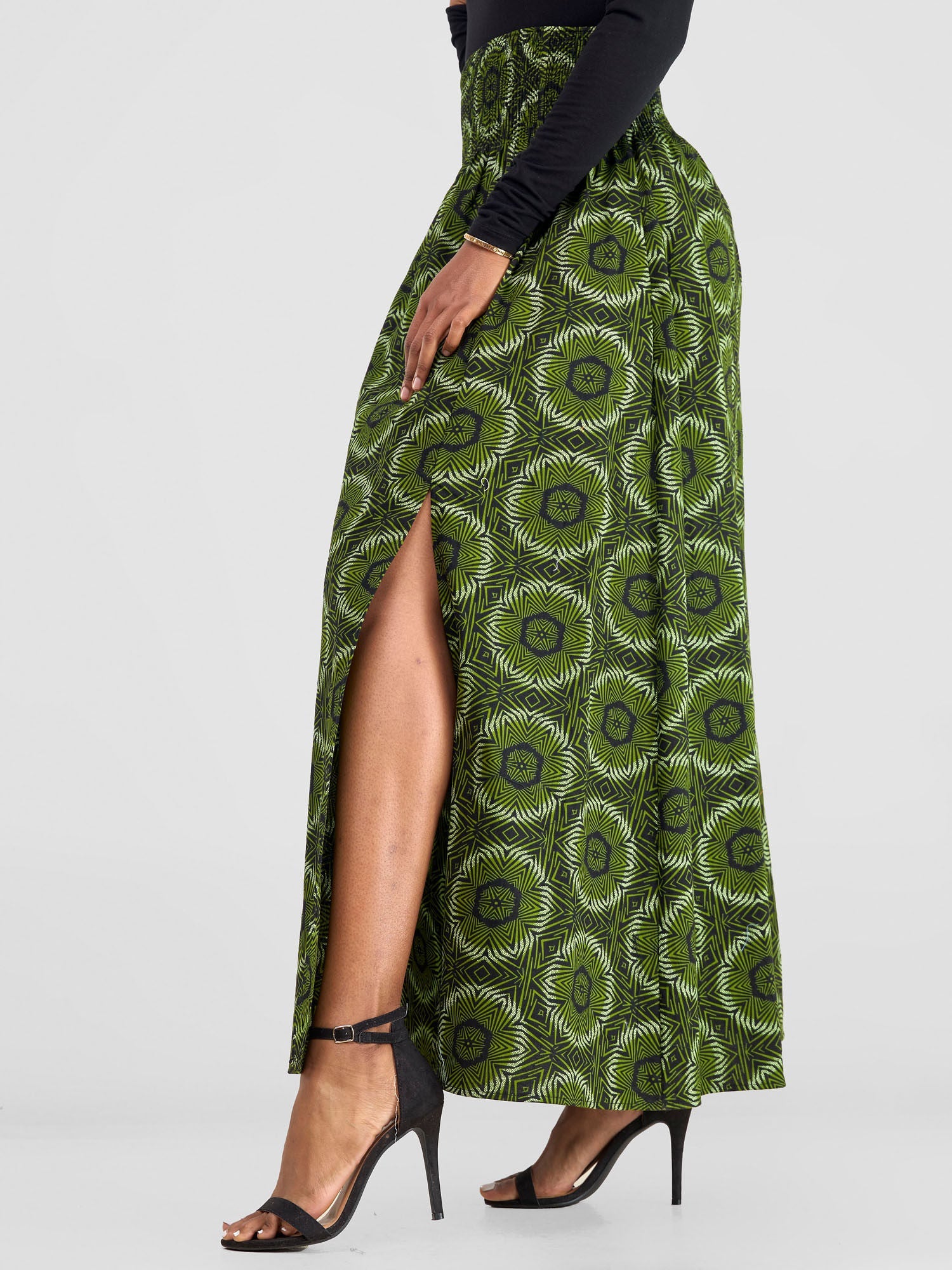 Safari Savannah Front Slit Midi Skirt - Ashai Print