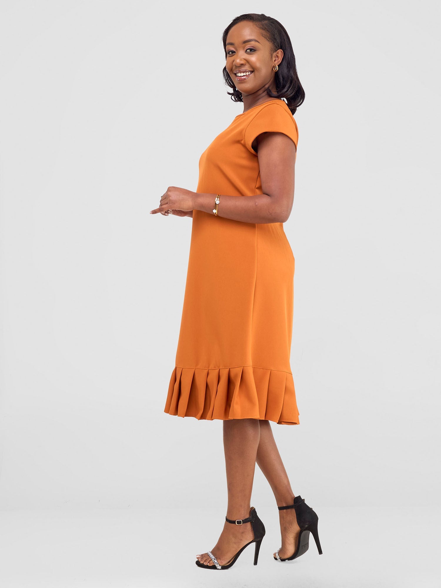 Vivo Paji Cap Sleeve A-Line Dress (Tall) - Rust