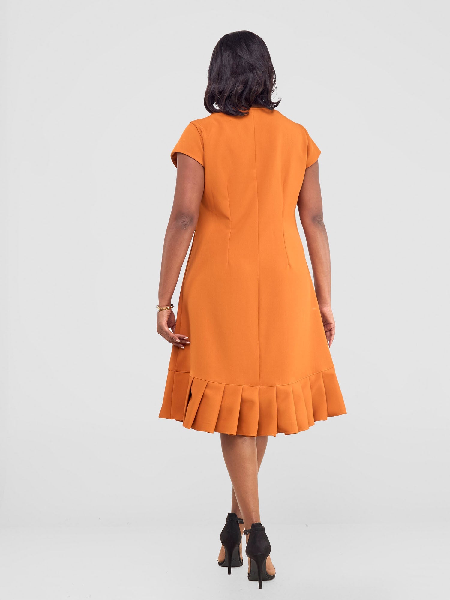 Vivo Paji Cap Sleeve A-Line Dress (Tall) - Rust