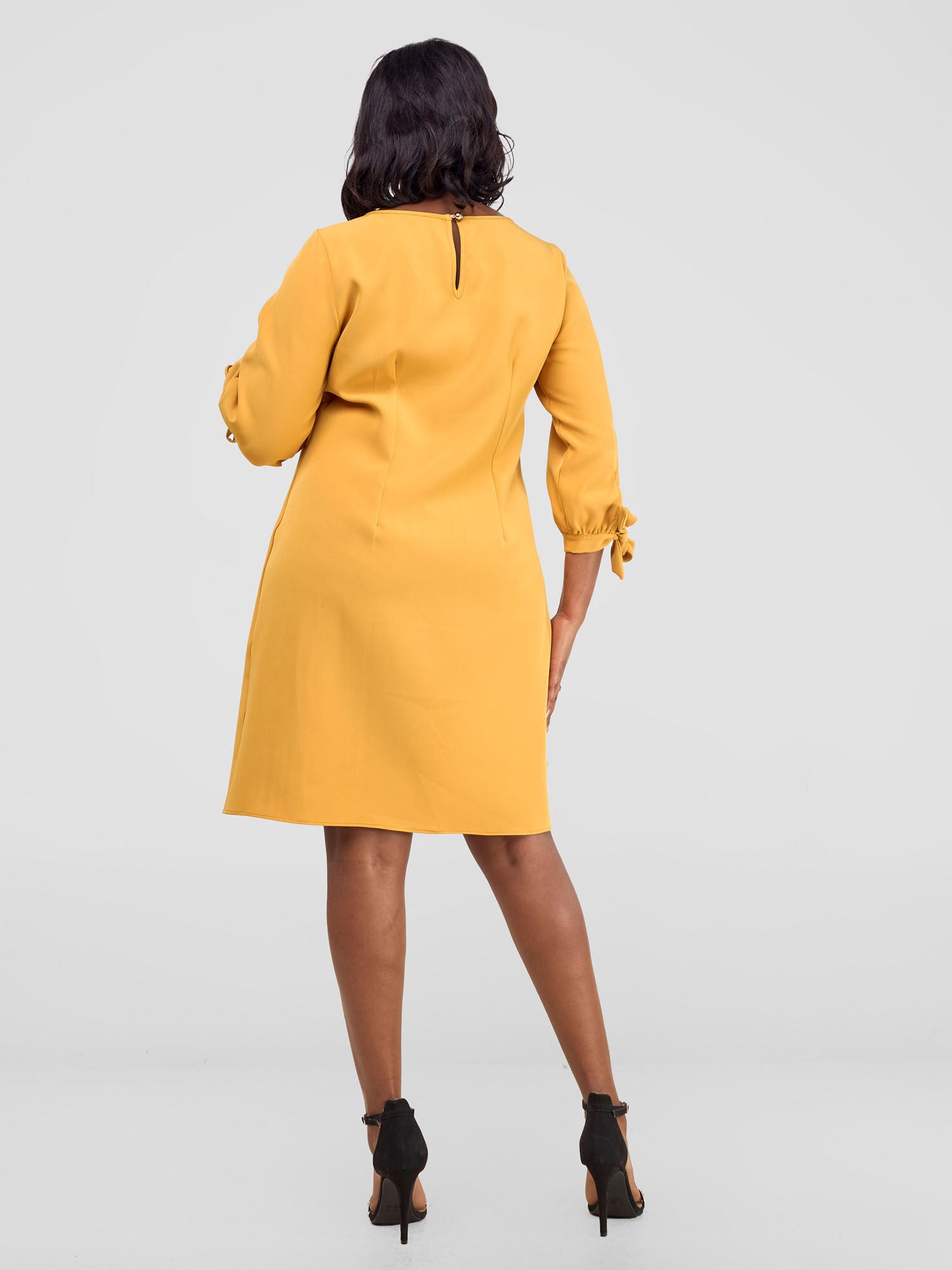 Vivo Paji 3/4 Sleeve Shift Dress (Regular) - Mustard