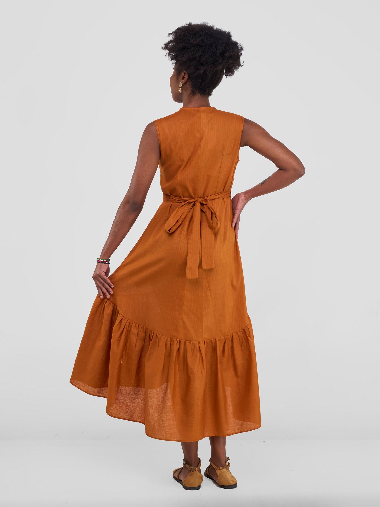 Safari Savannah Midi Wrap Dress - Rust