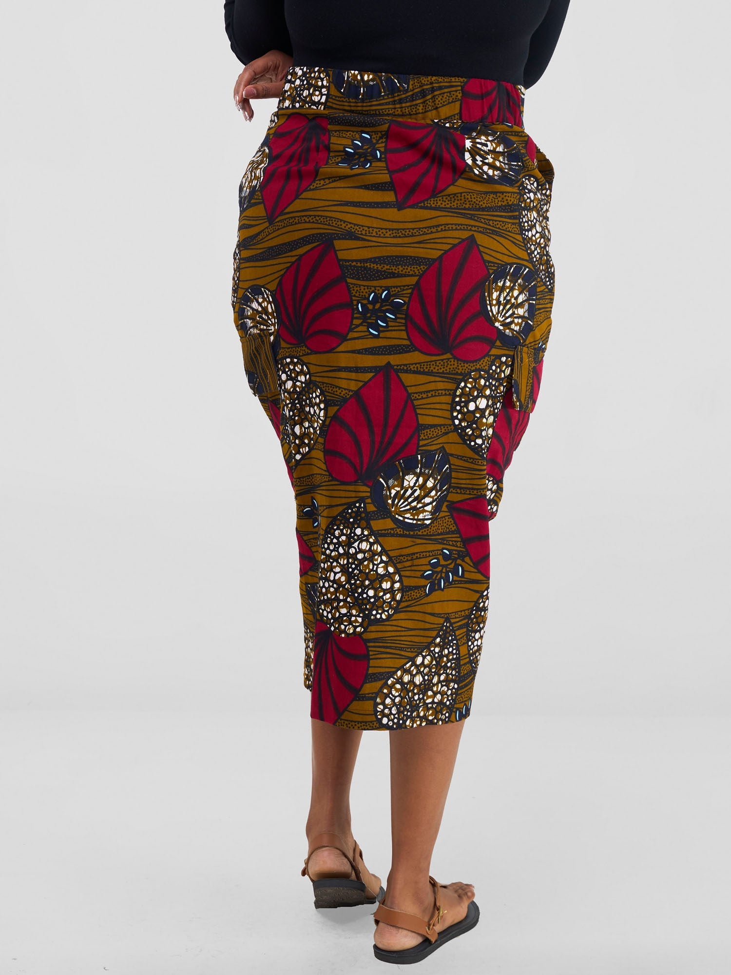 Safari Savannah Front Slit Midi Skirt - Sipo Print