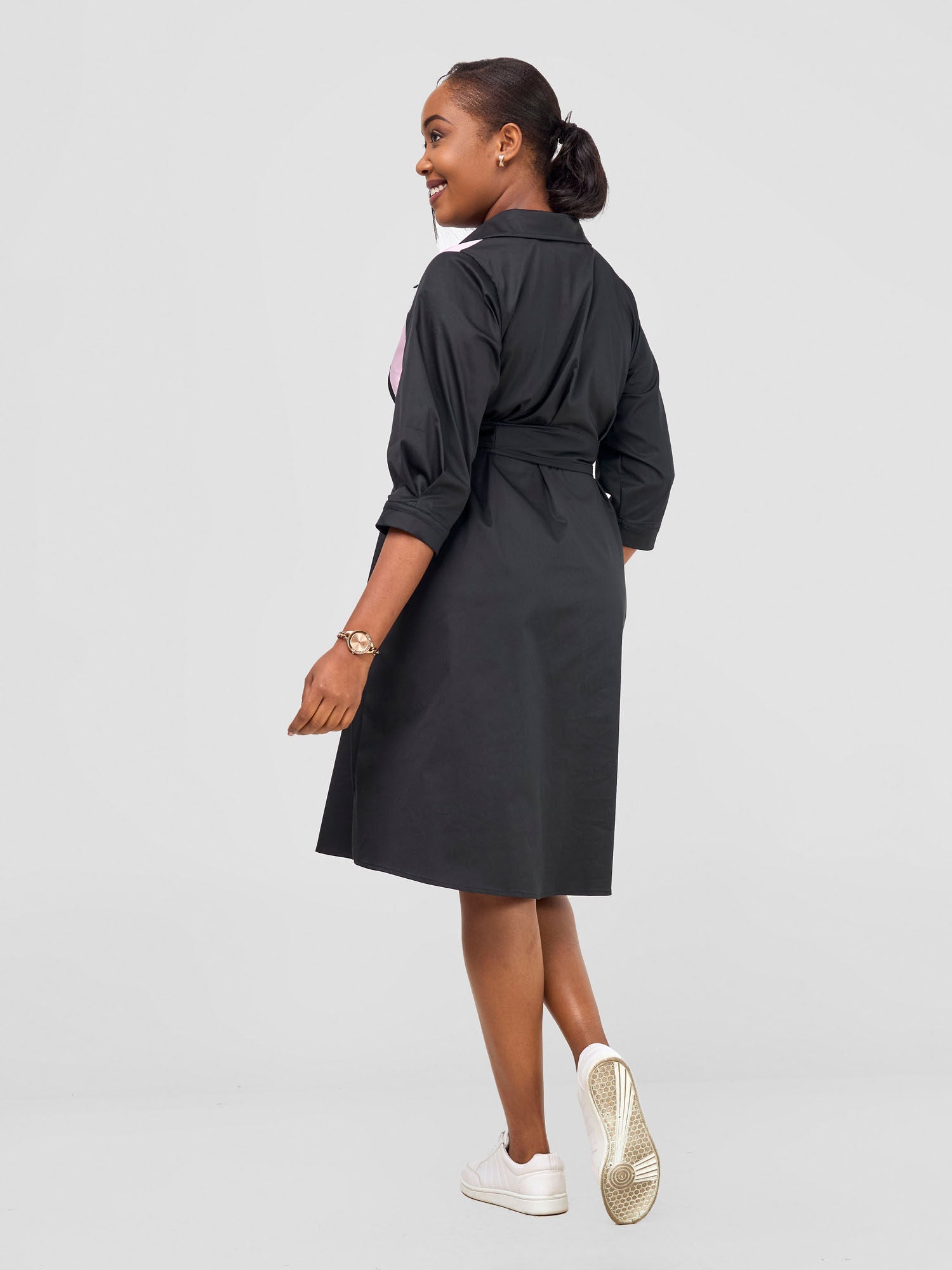 Safari Lira Front Panelled Shirt Dress - Black / Pink