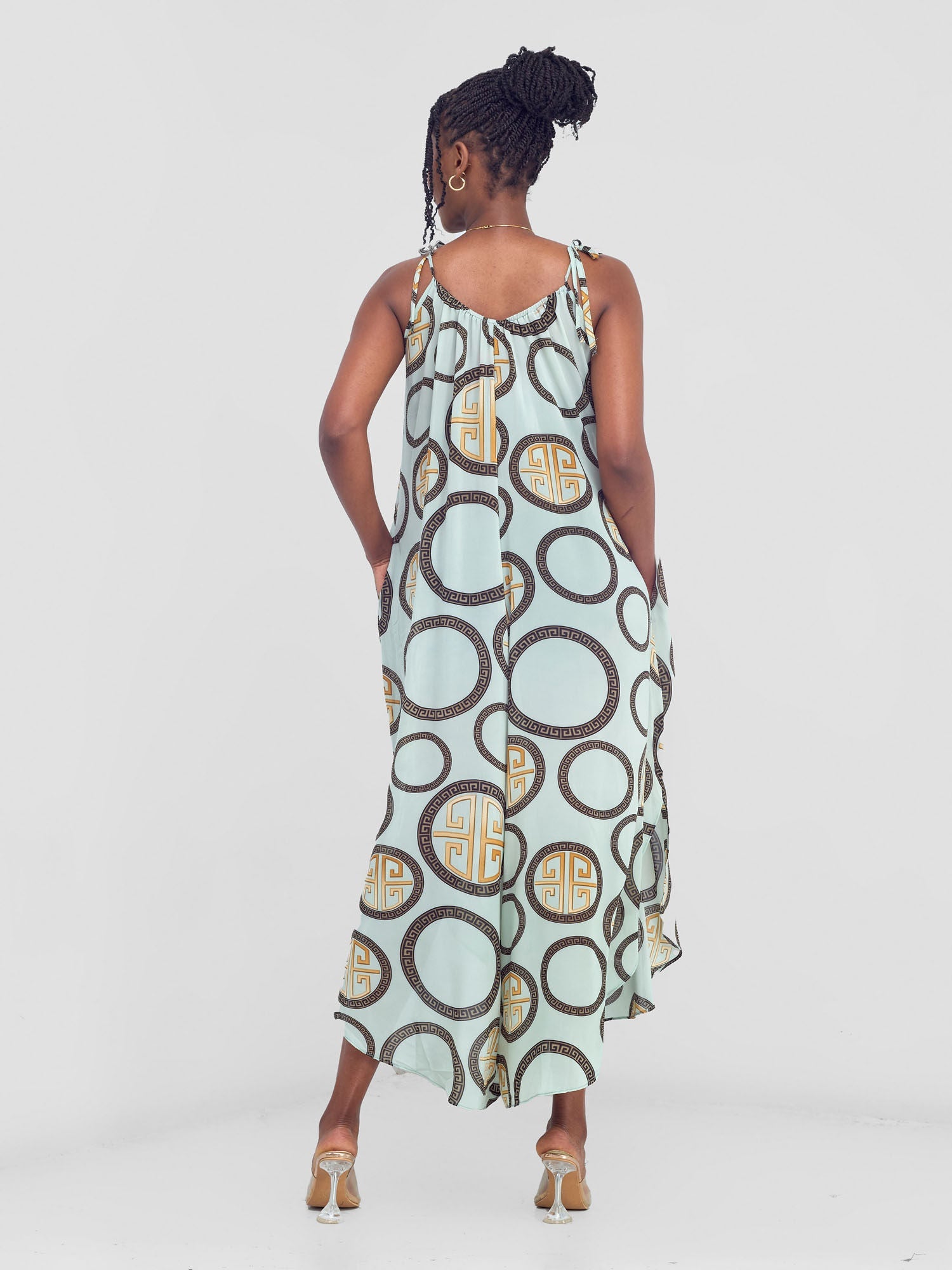 Vivo Maisha Strappy Culotte Jumpsuit - Sea Green Pingu Print