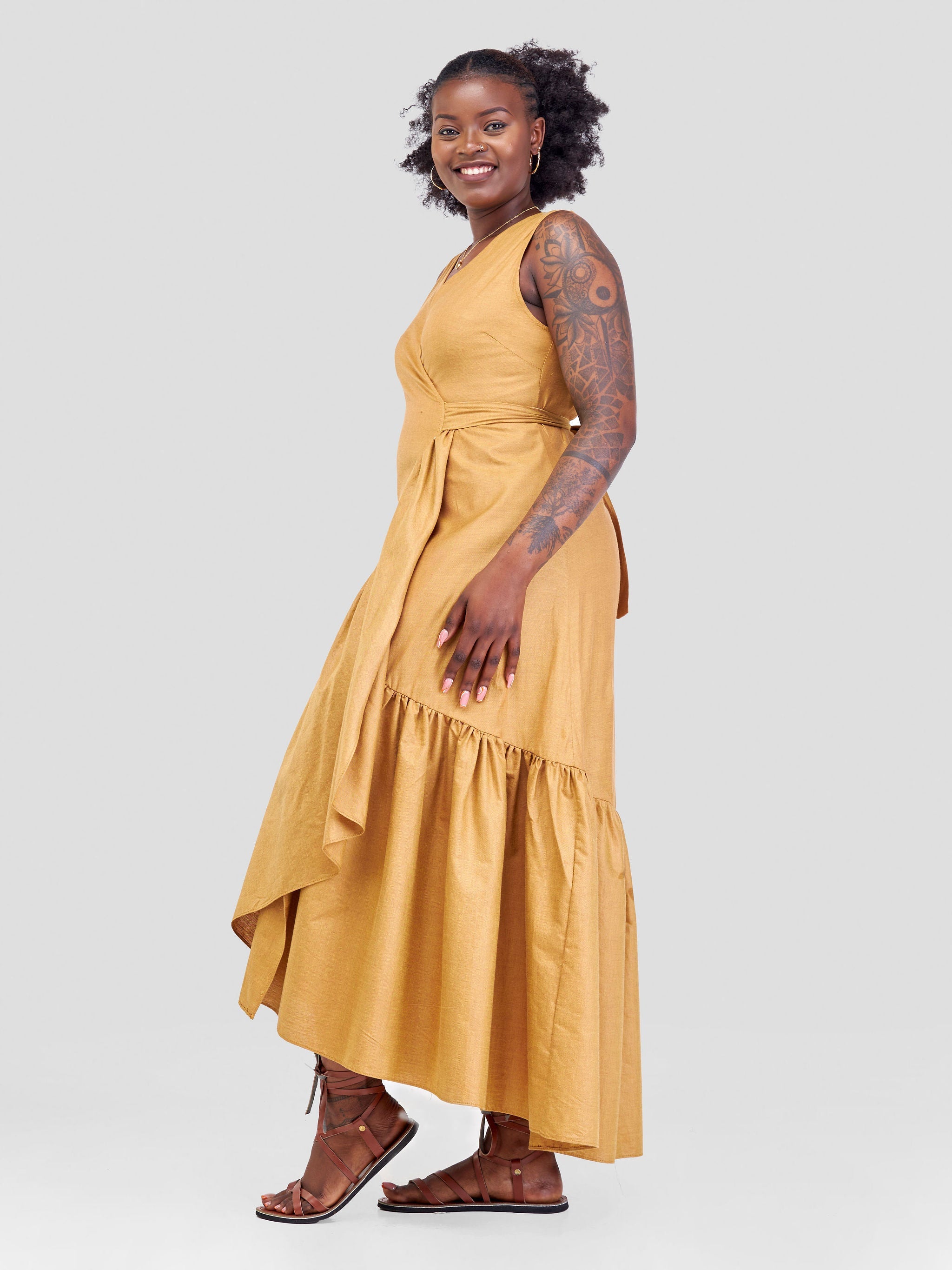 Safari Kikoy Wrap Dress - Gold