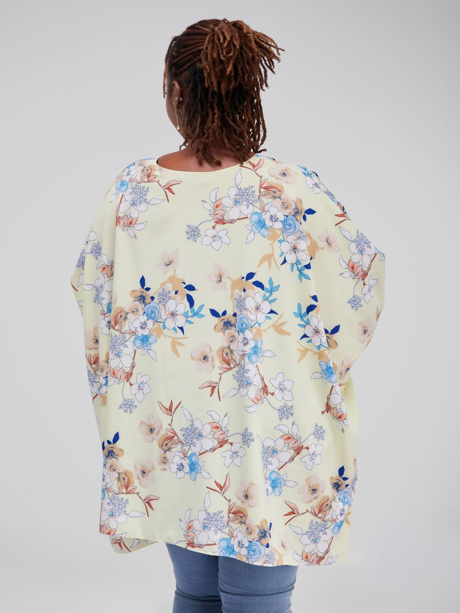 Safari Maisha Wide Loose Top - Cream Floral Print