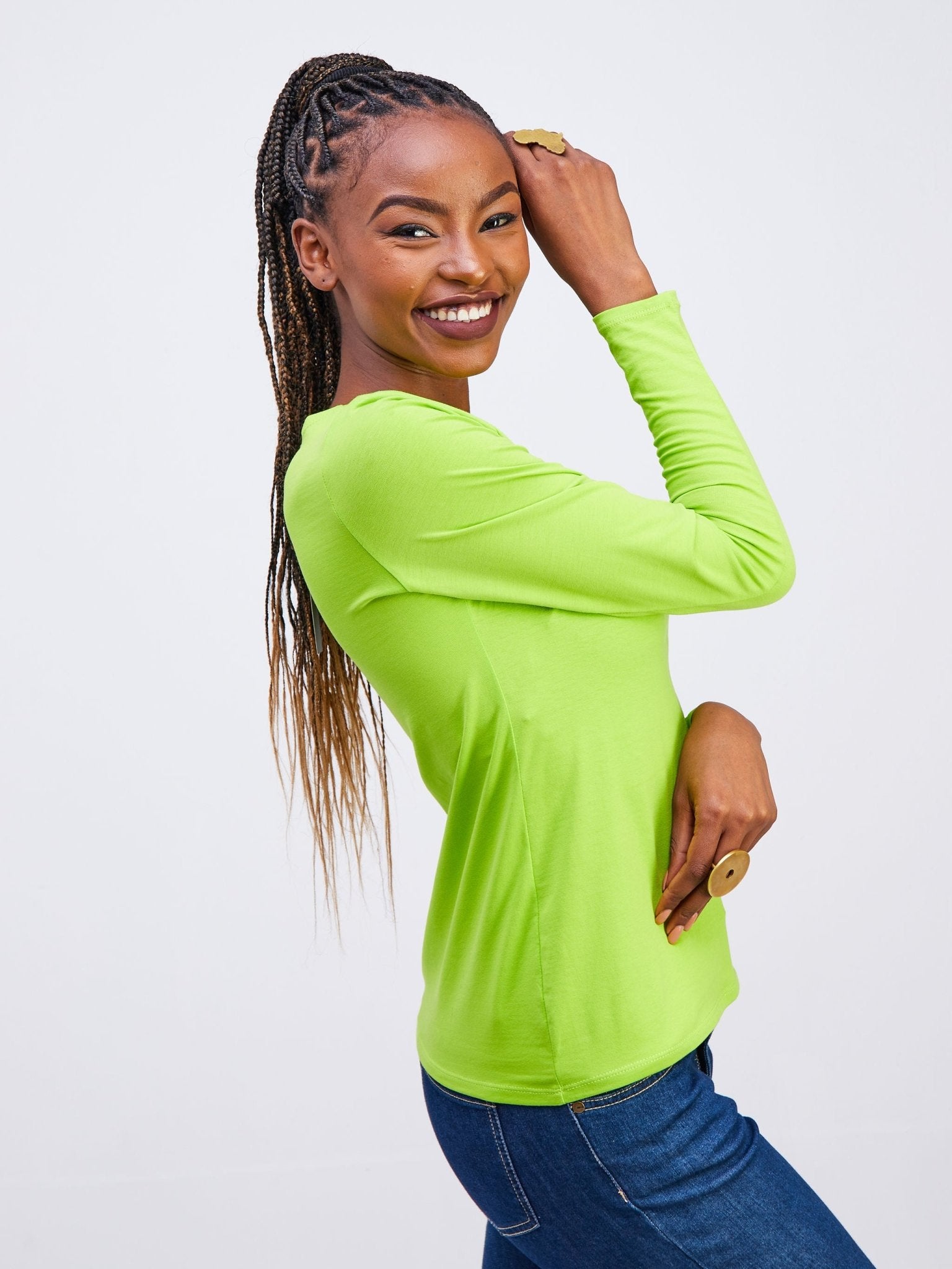 Zoya Basic Long Sleeve Top - Lime Green