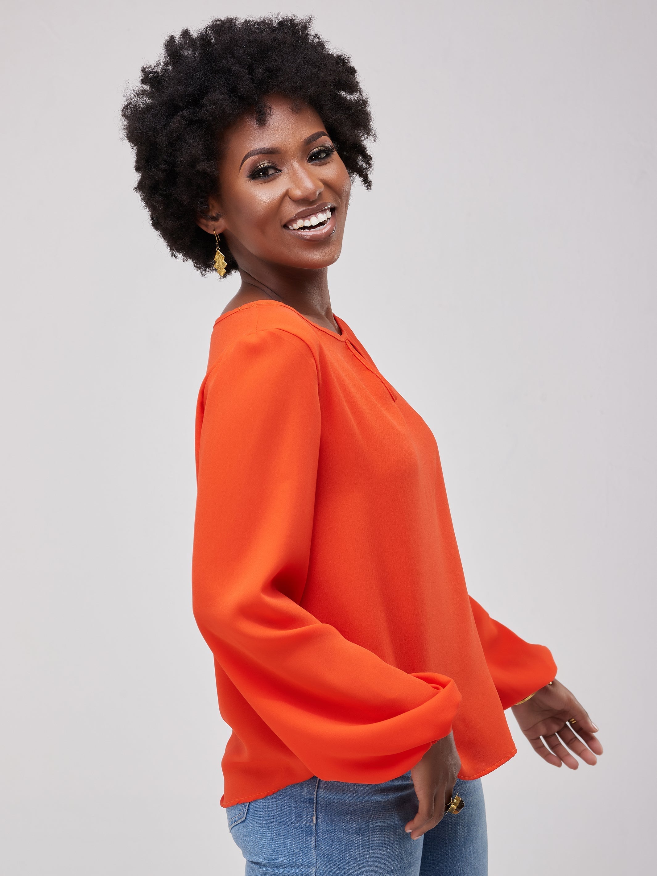 Vivo Sierra Bishop Sleeve Top - Orange