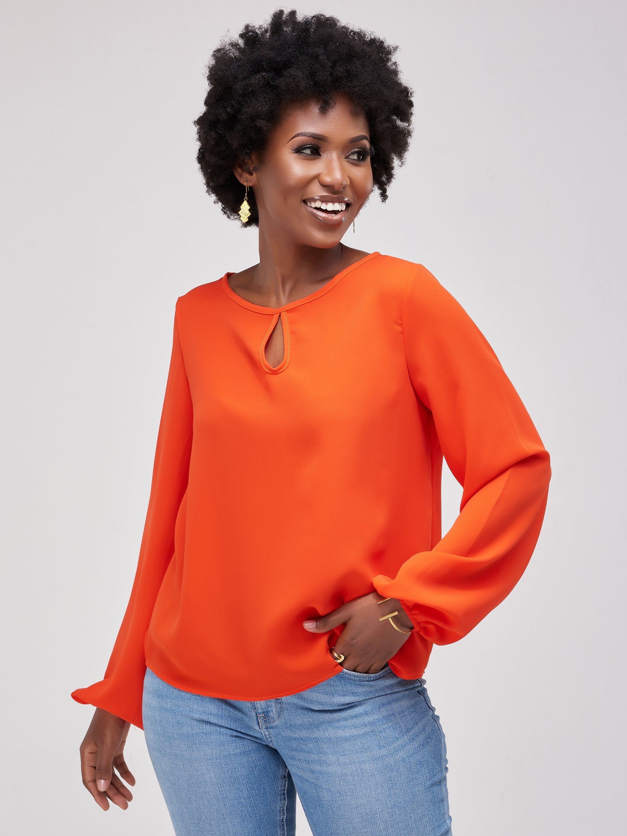 Vivo Sierra Bishop Sleeve Top - Orange