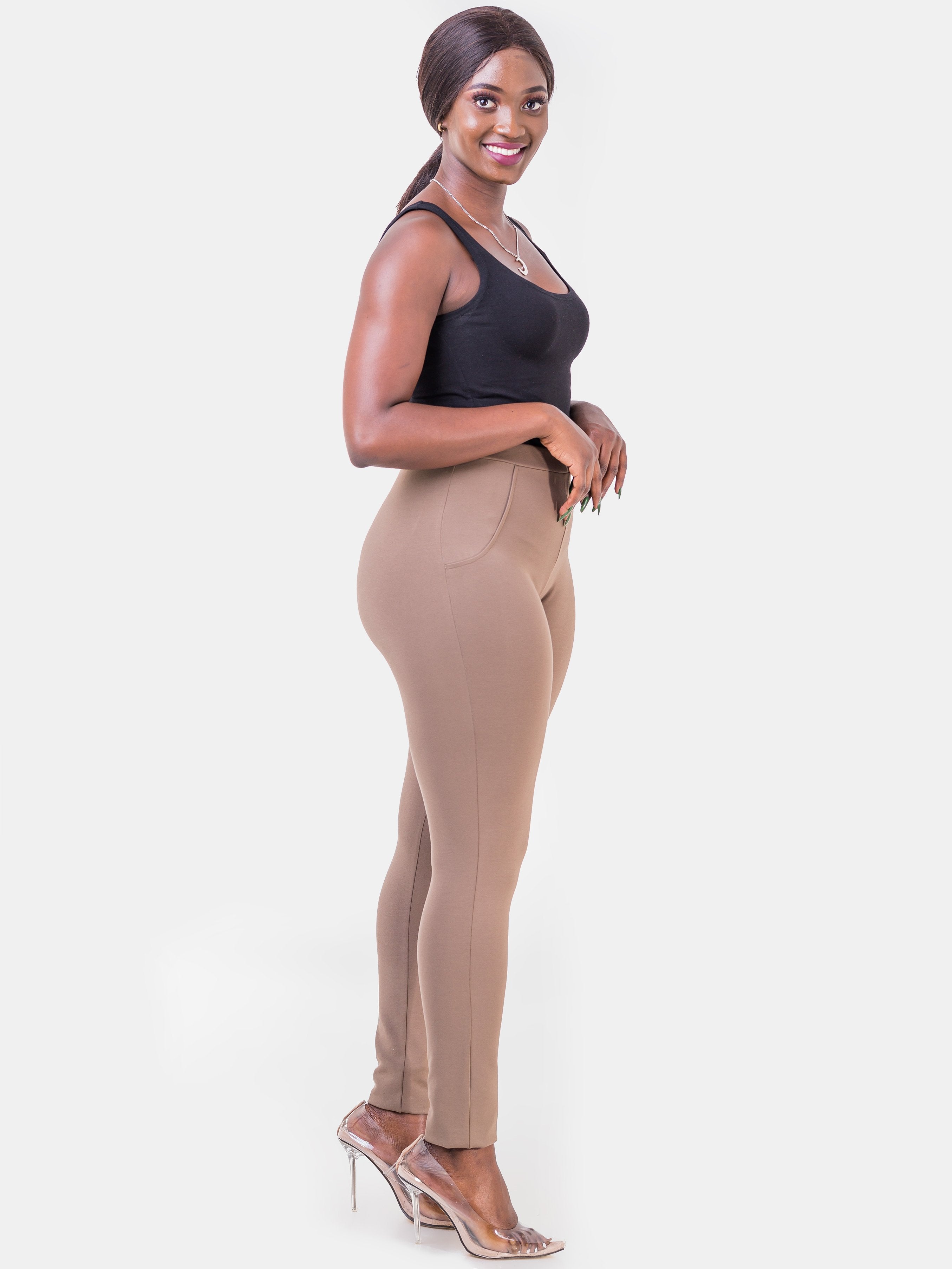 Vivo Faux Pocket Leisure Pants - Taupe - Shop Zetu