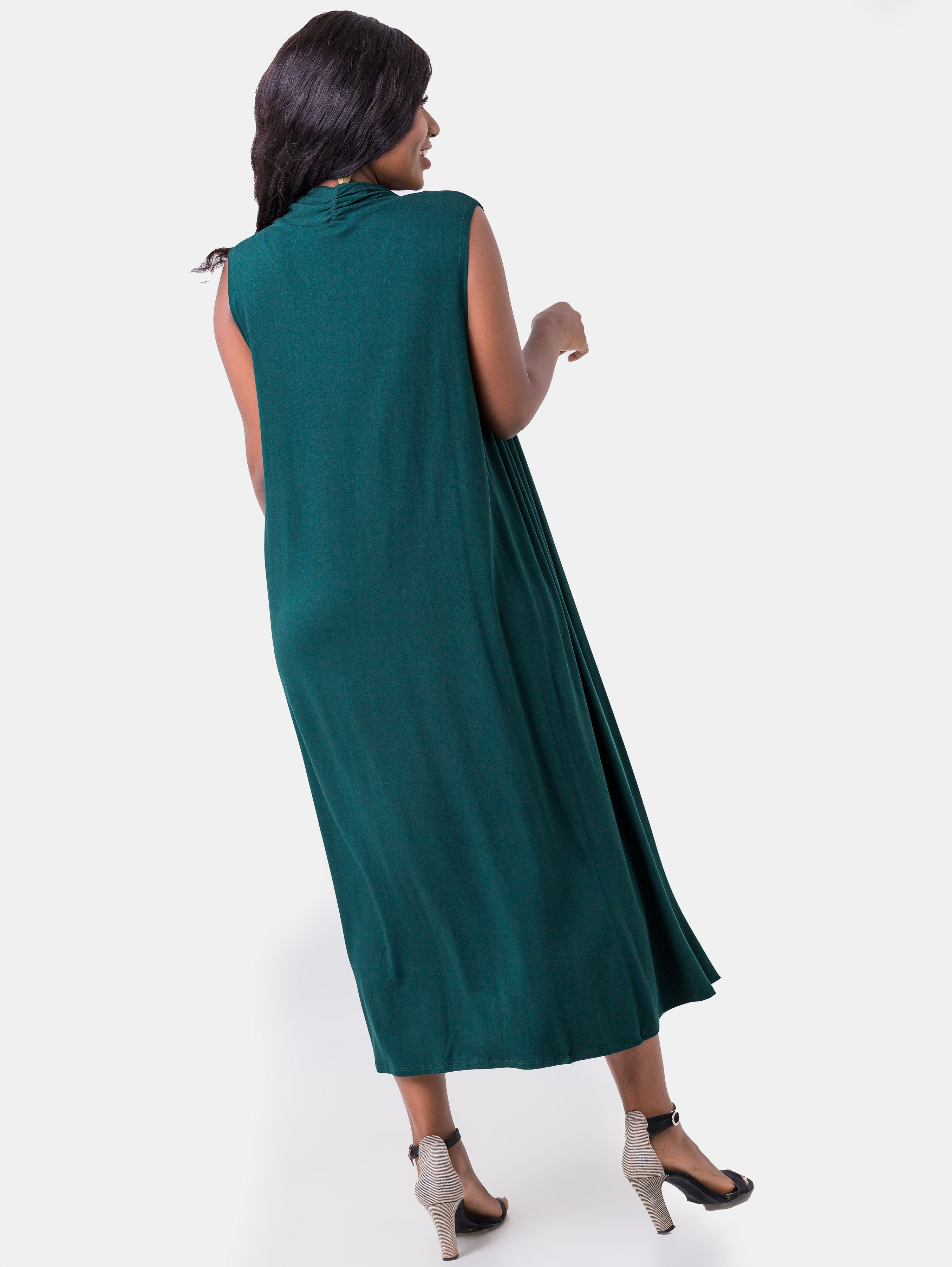 Vivo Basic Sleeveless Long Lily Waterfall - Dark Green