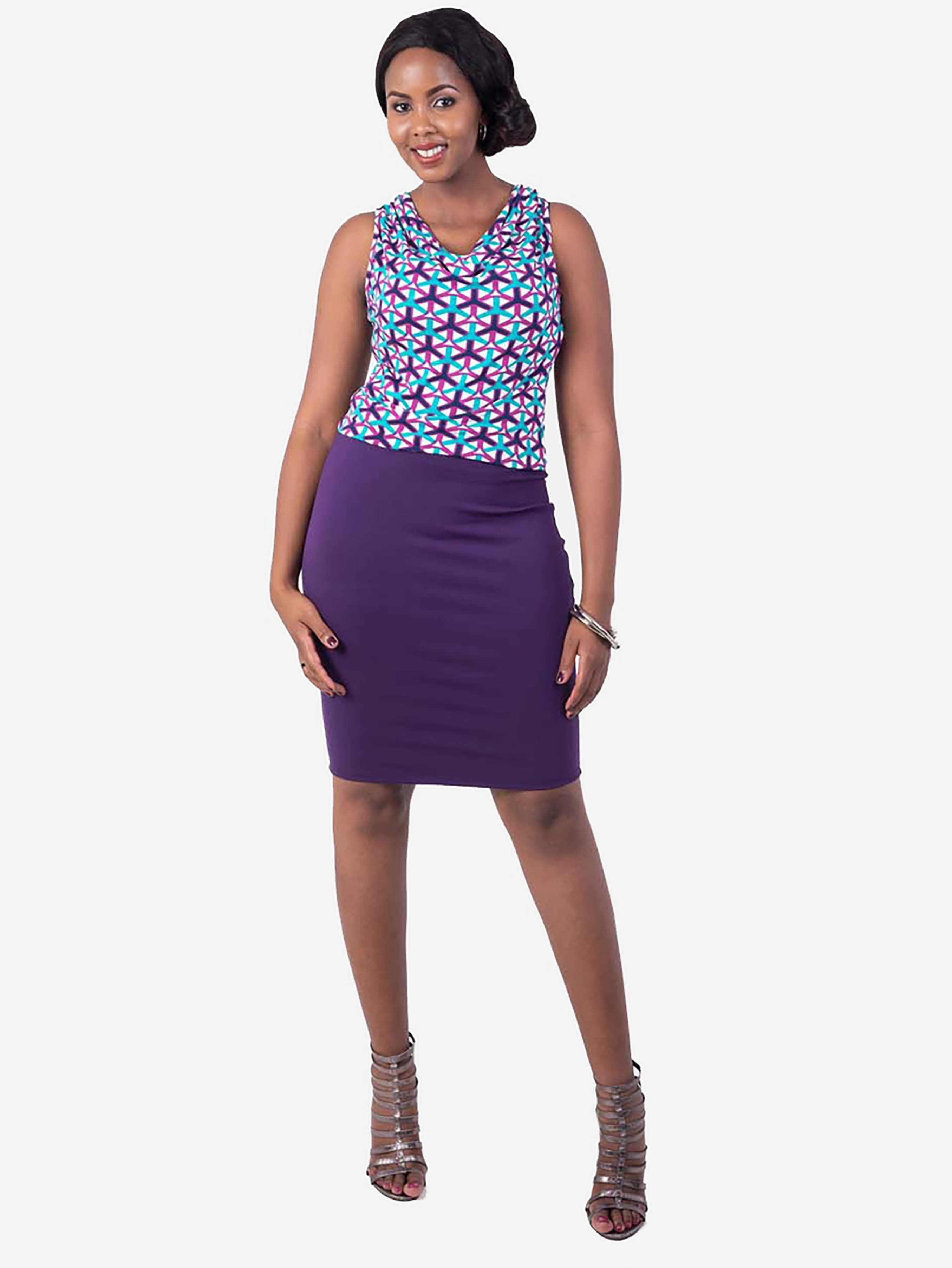 Vivo Basic Pencil Skirt - Dark  Purple - Shop Zetu