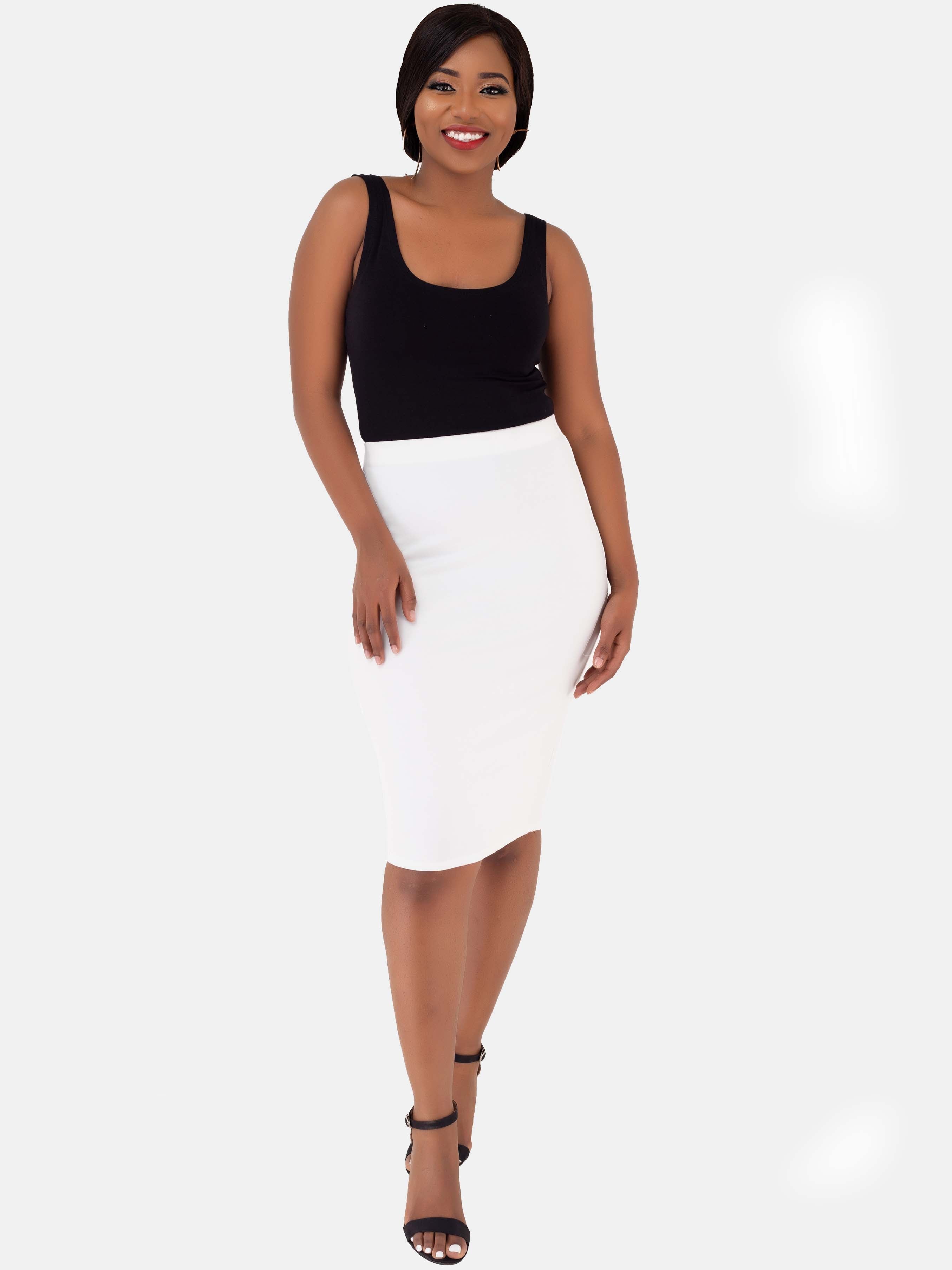 Vivo Basic Pencil Skirt - Off White