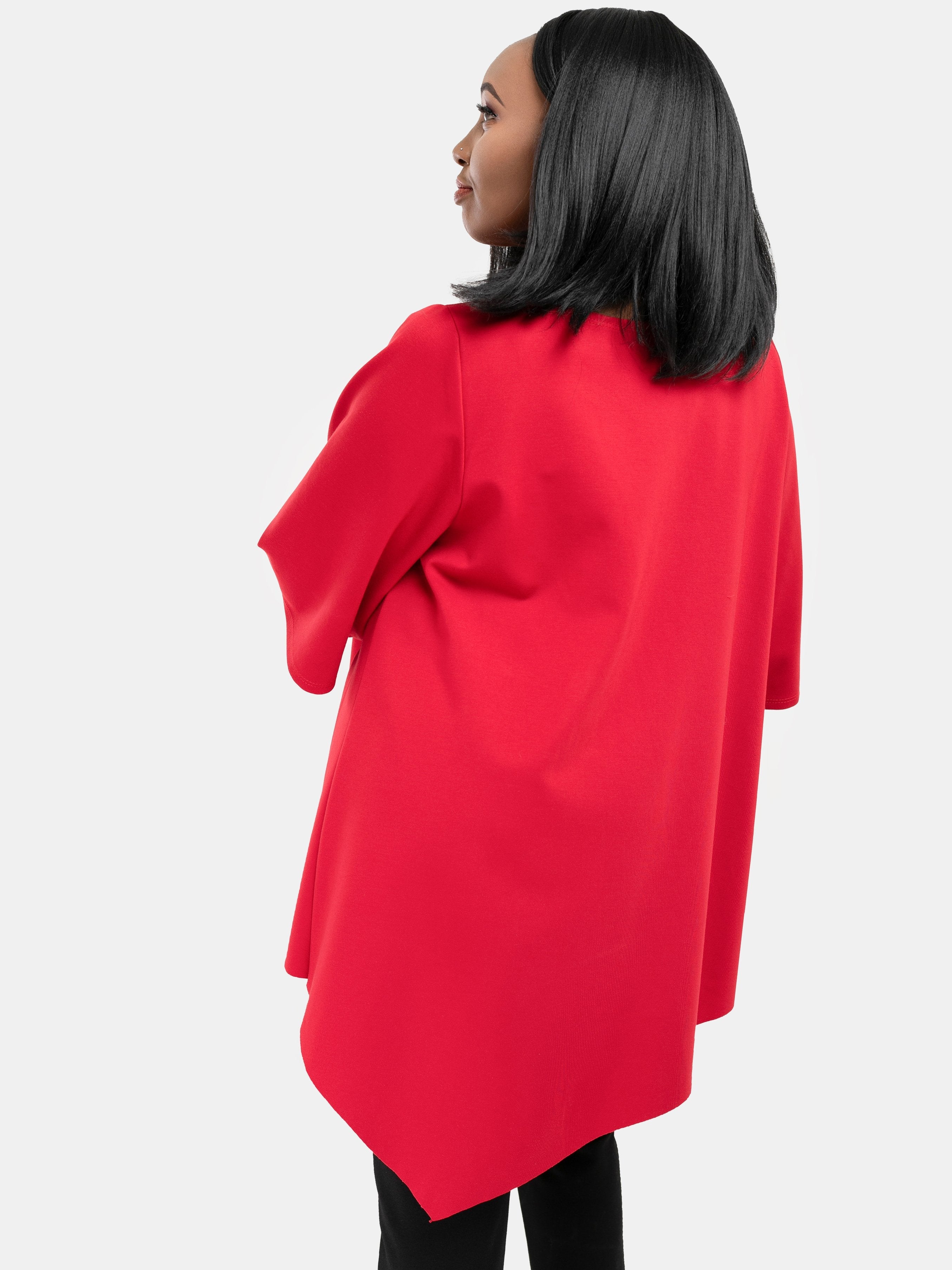 Vivo Asymmetrical Angel Sleeve Top - Red - Shop Zetu