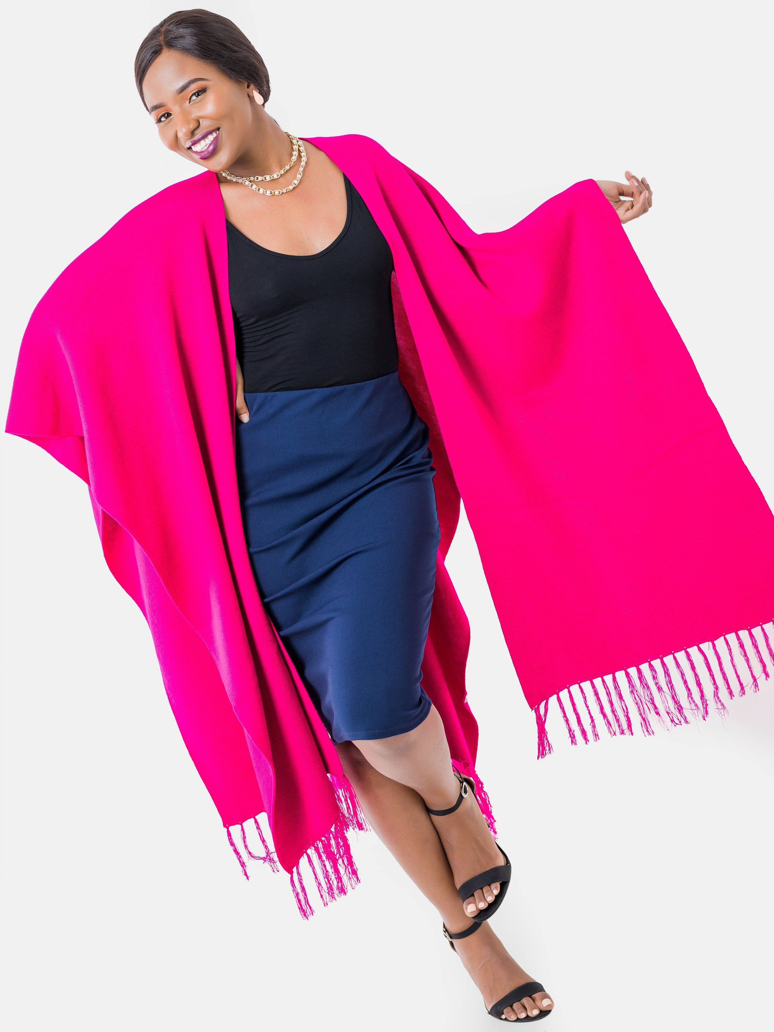 Vivo Double Layered Wrap Poncho - Pink - Shop Zetu