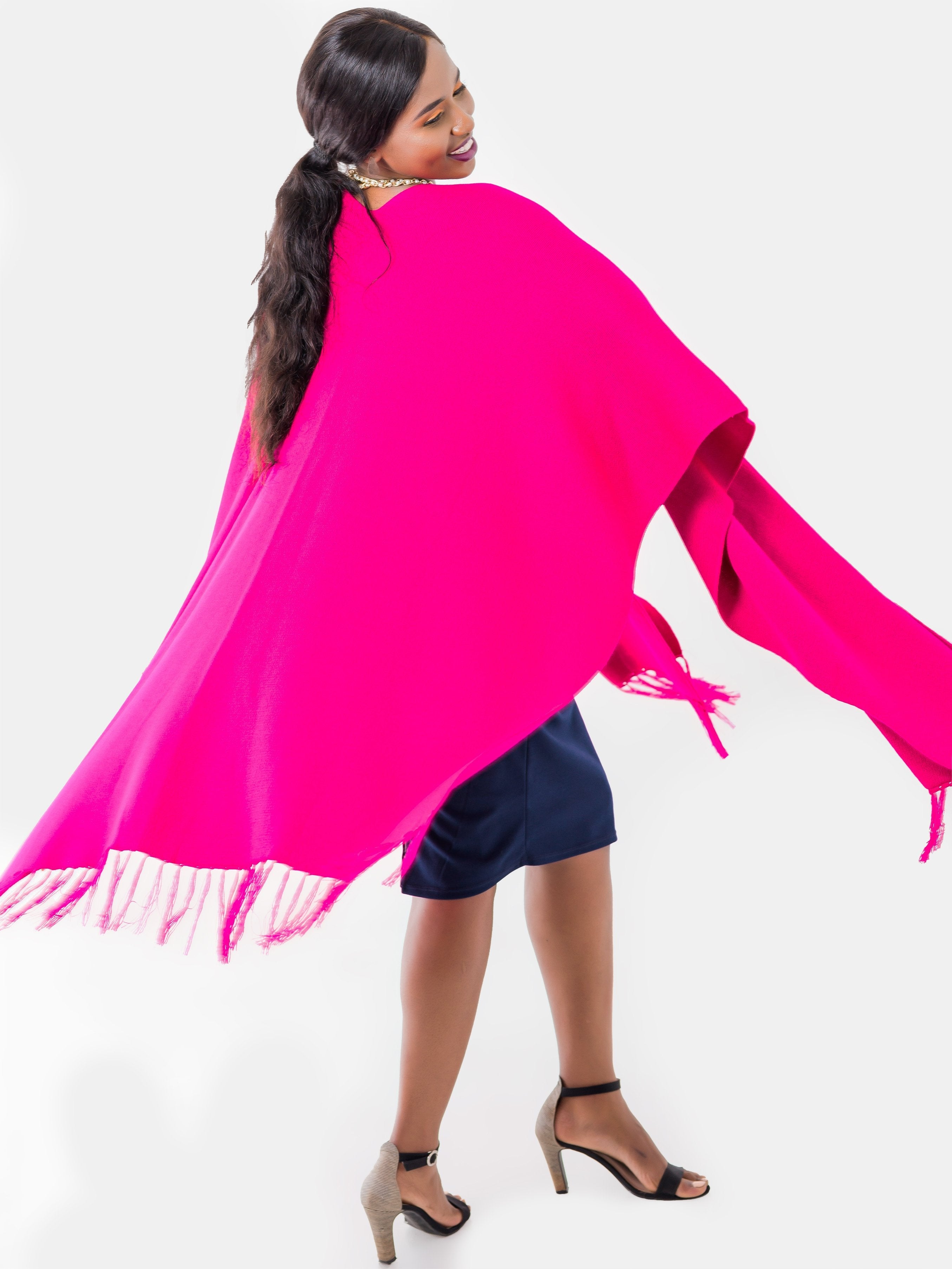 Vivo Double Layered Wrap Poncho - Pink - Shop Zetu