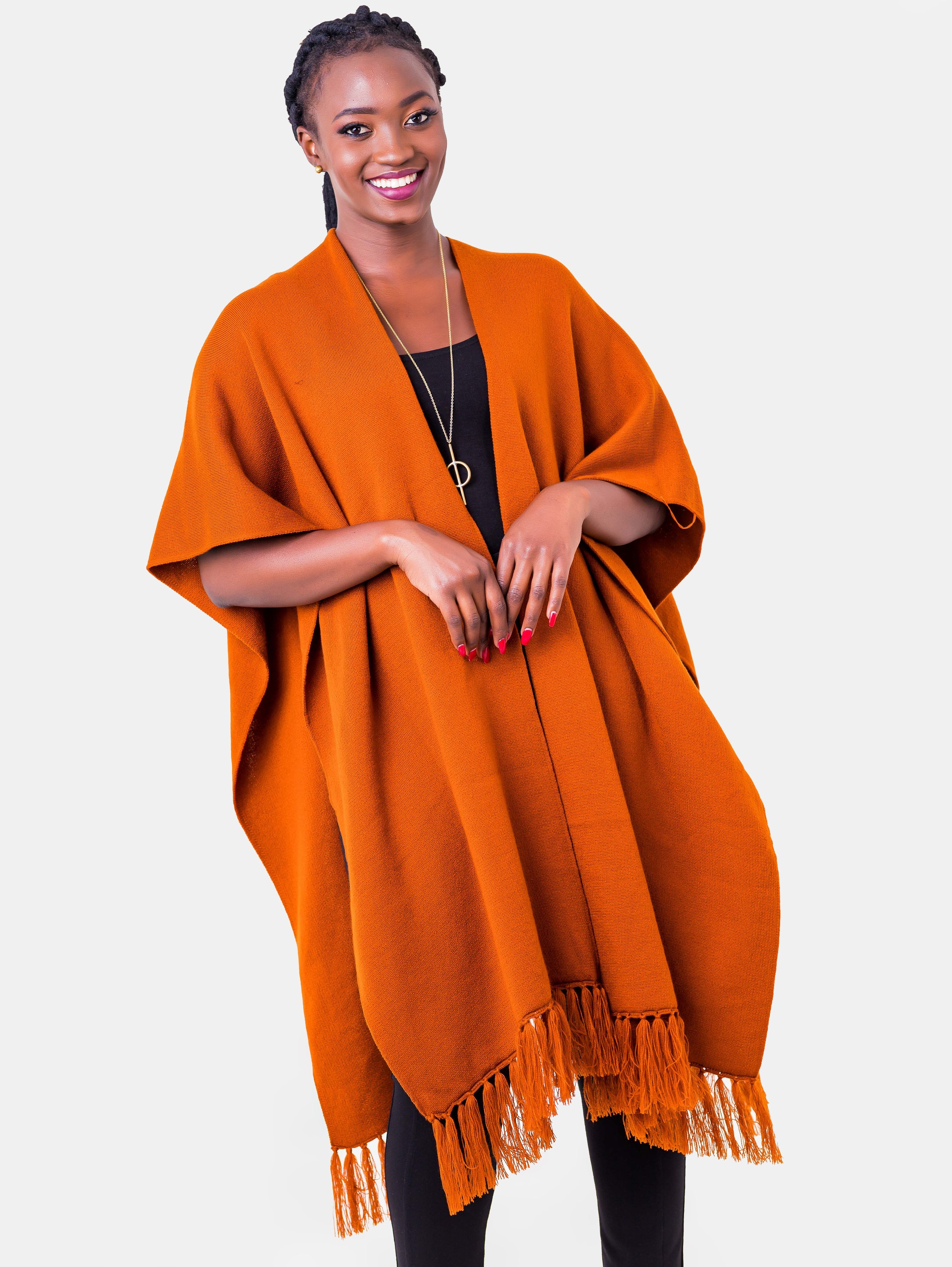 Vivo Basic Double Layered Wrap Poncho - Rust