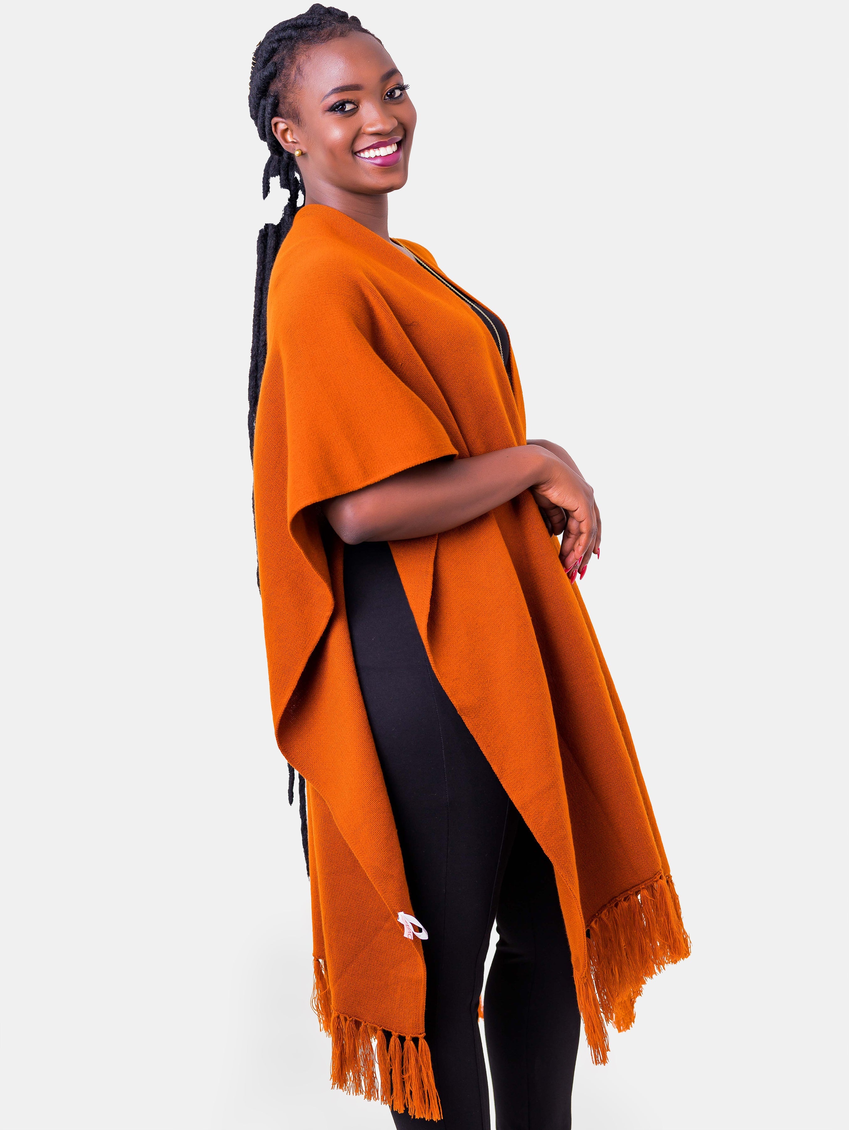 Vivo Basic Double Layered Wrap Poncho - Rust