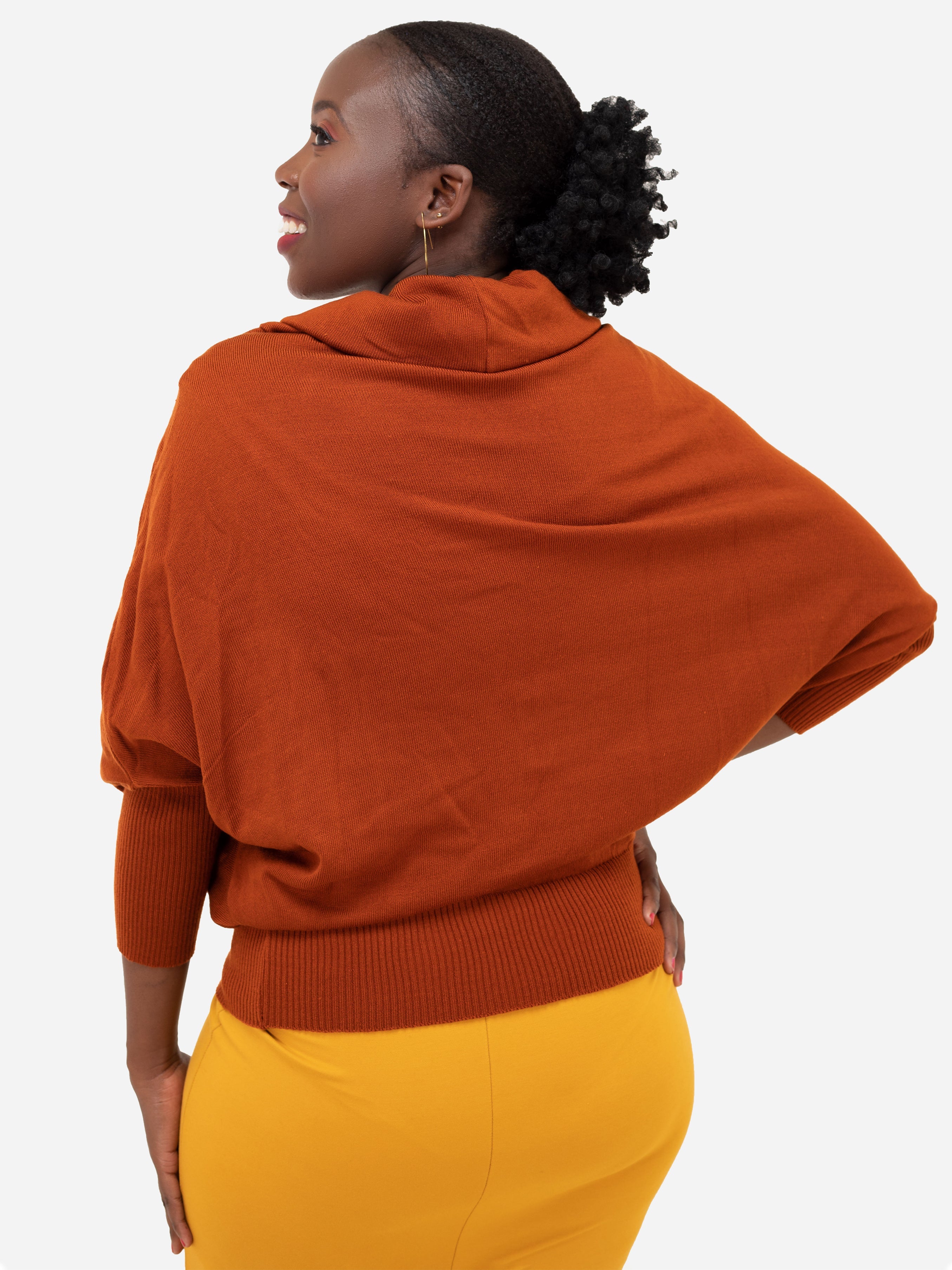 Vivo Basic Spinners Dolman Sweater - Rust