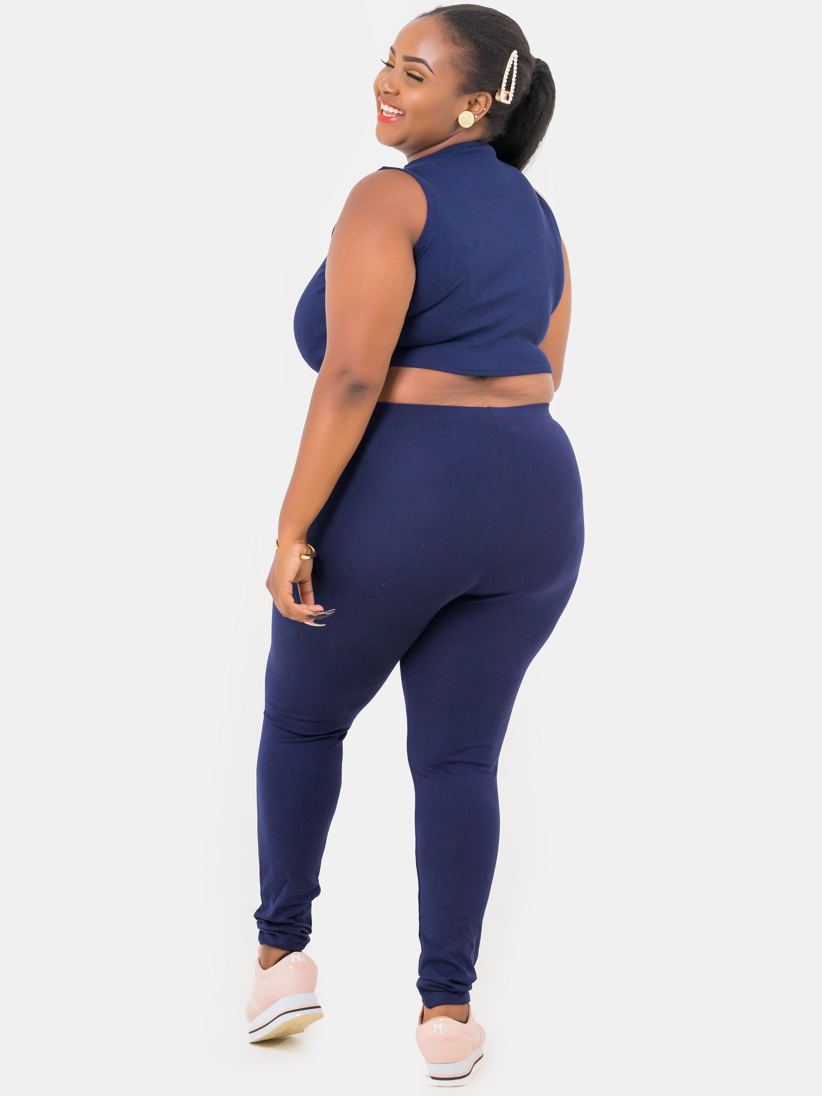 Zoya Basic Full Length Leggings - Navy Blue