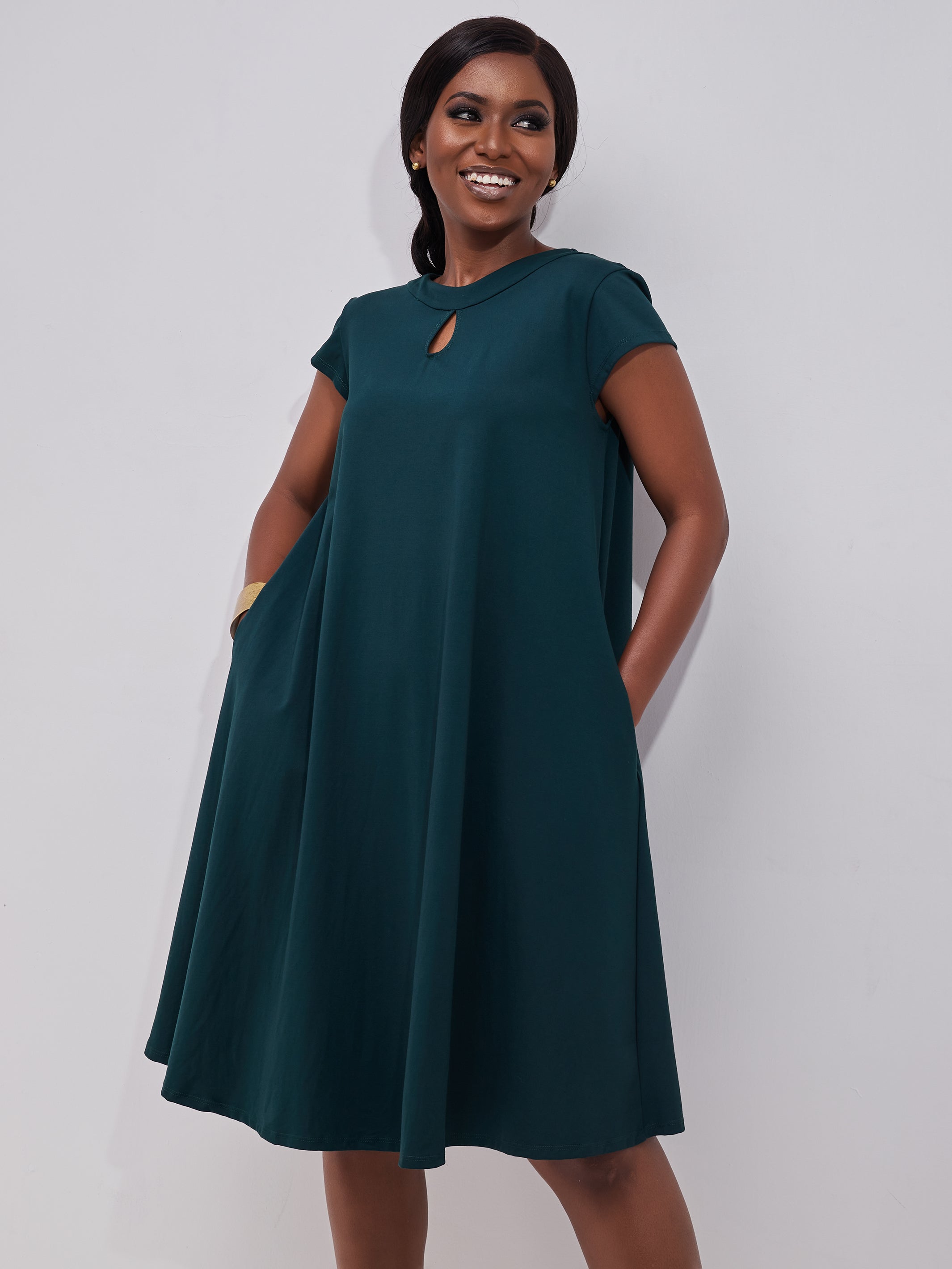 Vivo Sierra Tent Knee Length Dress - Dark Green